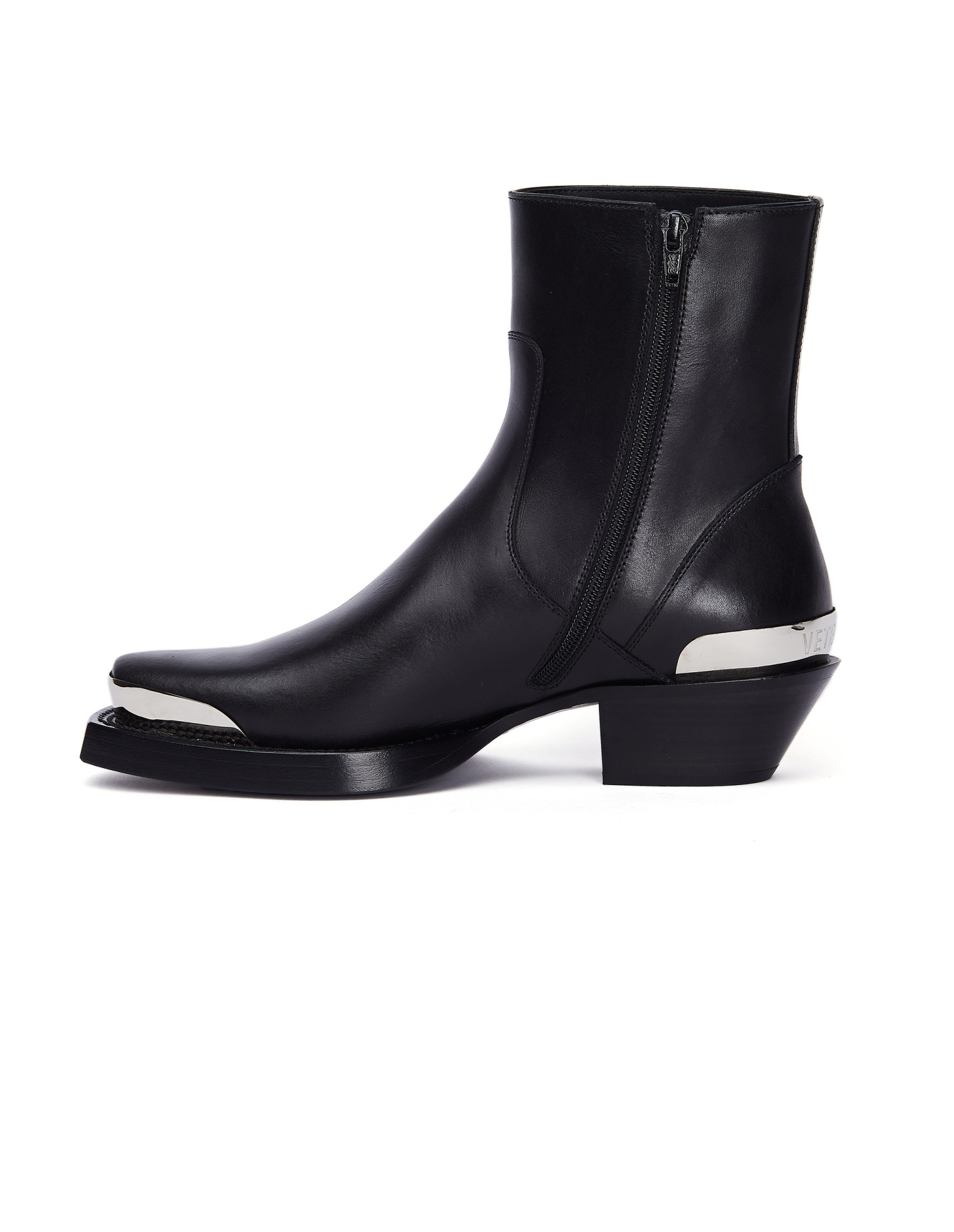 VETEMENTS Black Leather Cowboy Boots