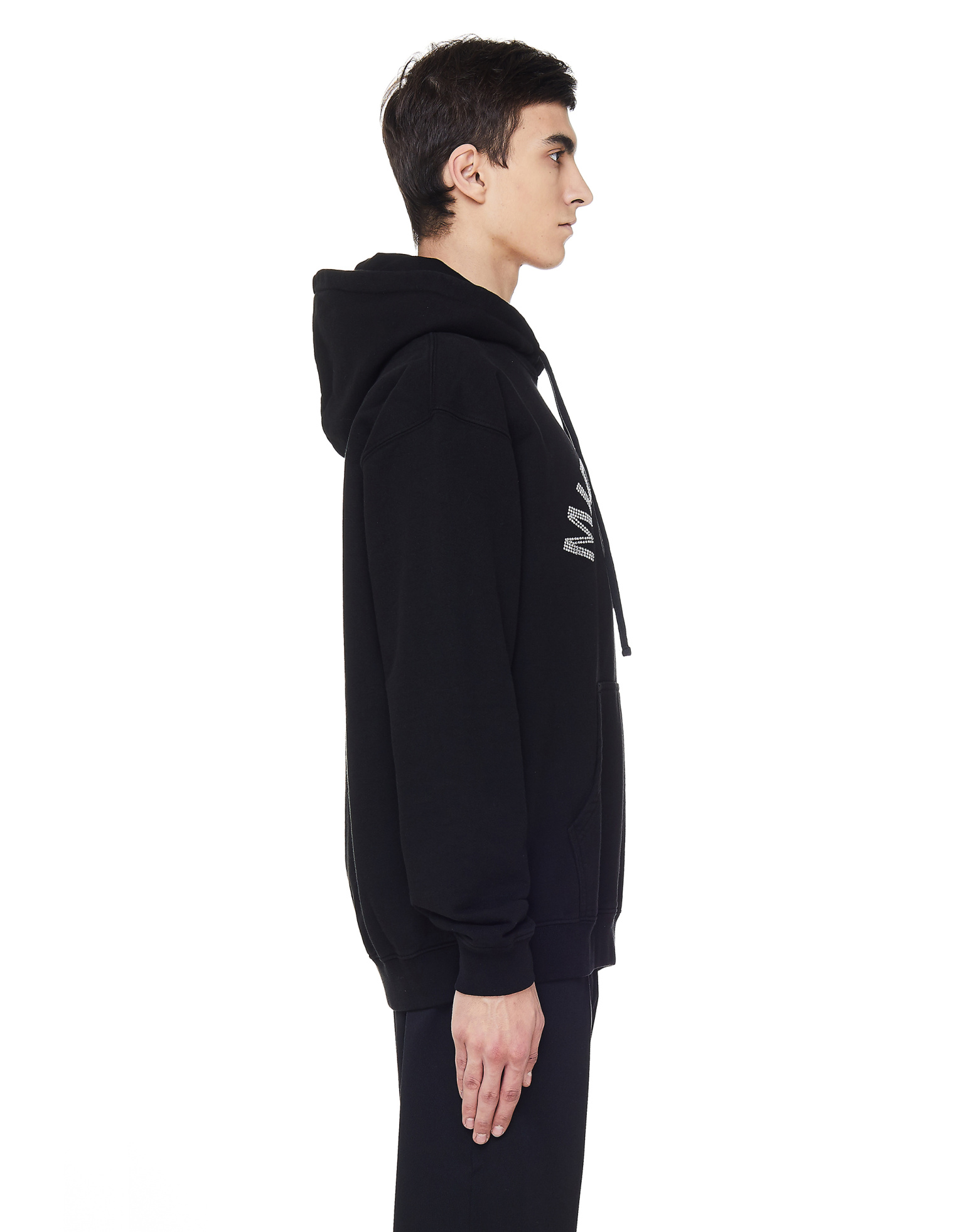 Midnight Studios Black Crystal Logo Cotton Hoodie