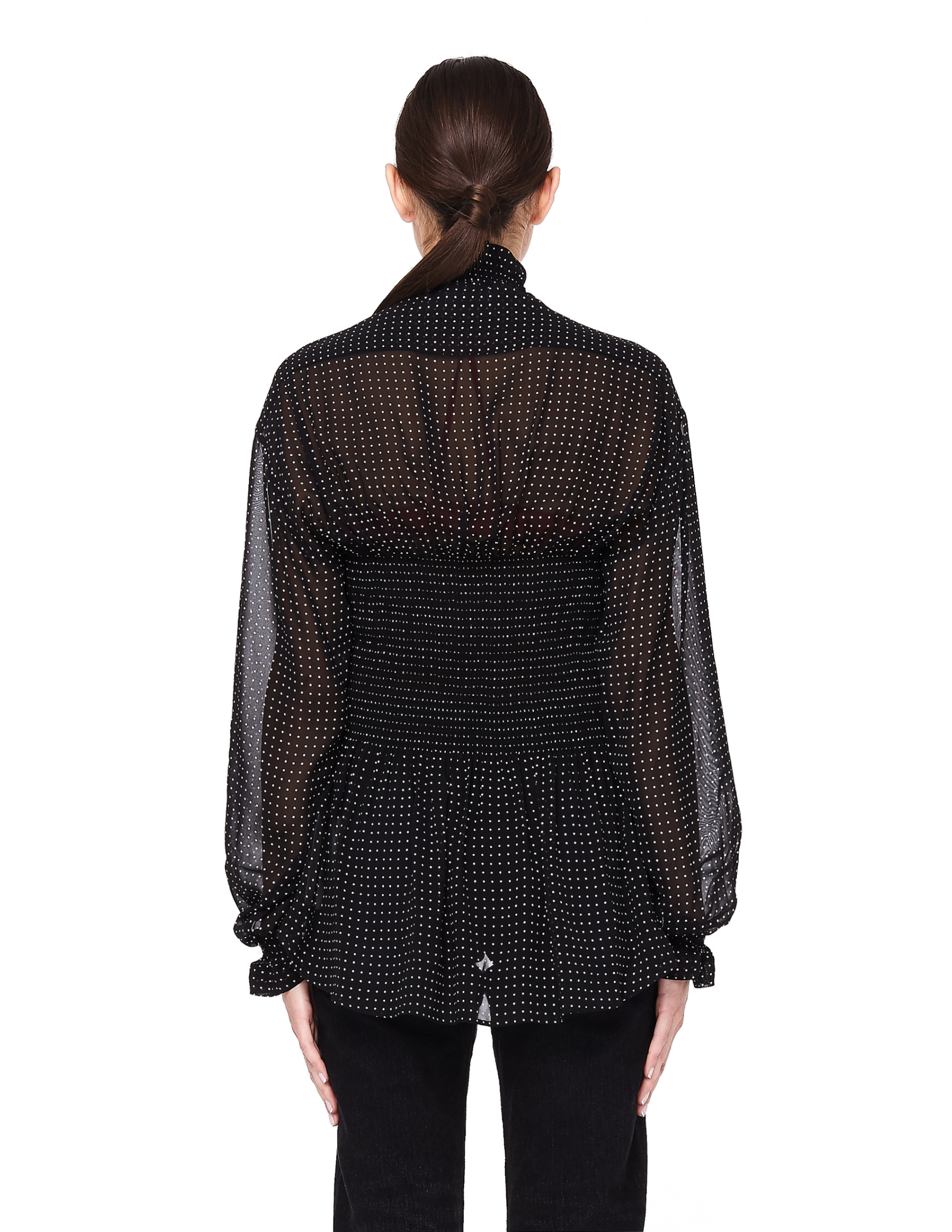 Balenciaga Corset-style Polka Dot Georgette Bouse