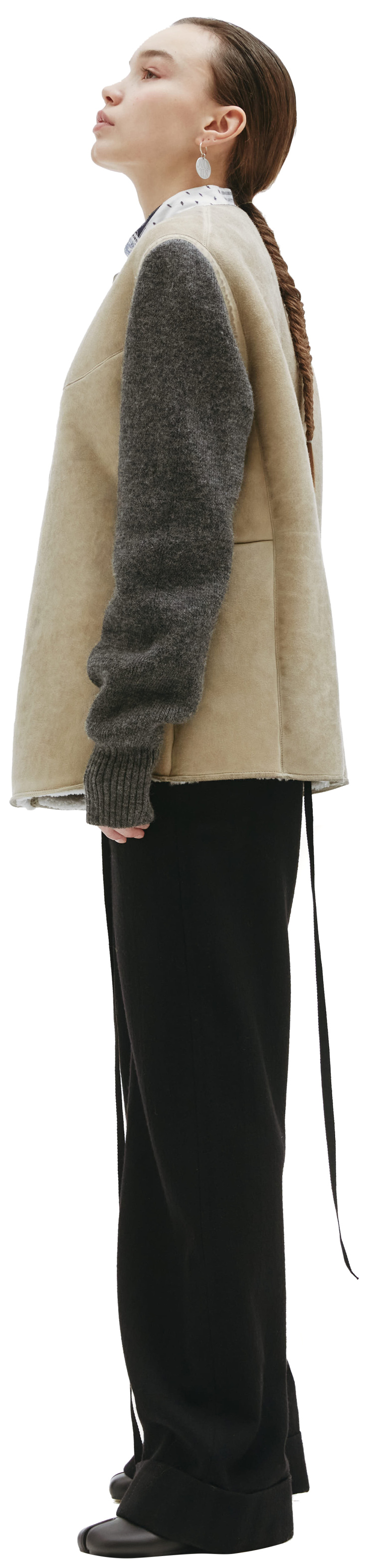 Maison Margiela Shearling jacket with knitted sleeves