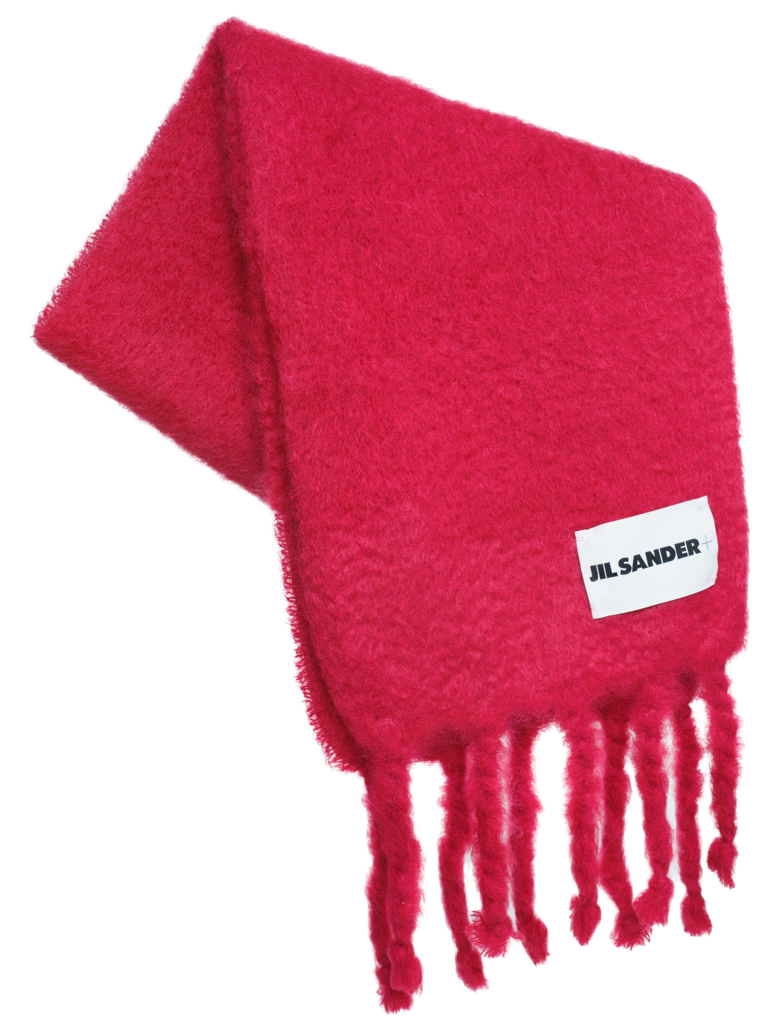 Jil Sander Red mohair knitted scarf