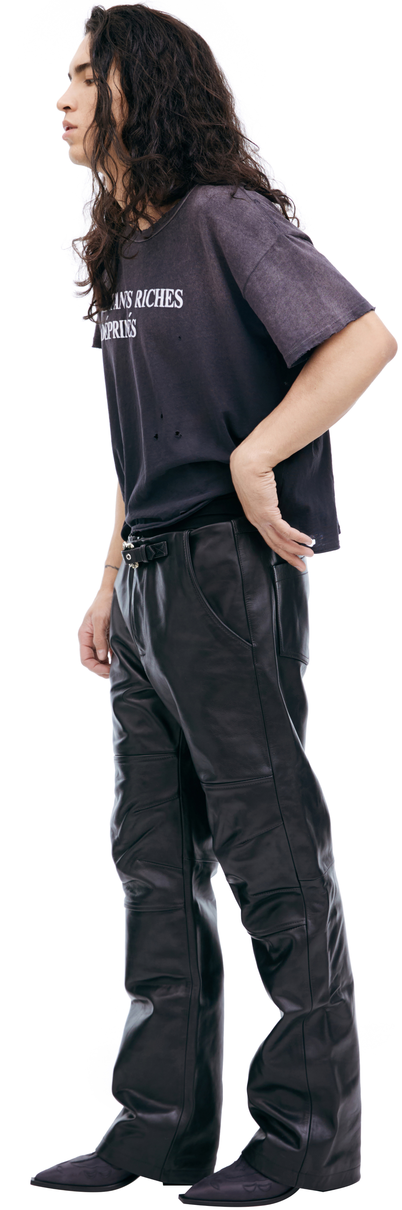 Buy Enfants Riches Déprimés men black leather trousers for €3,625