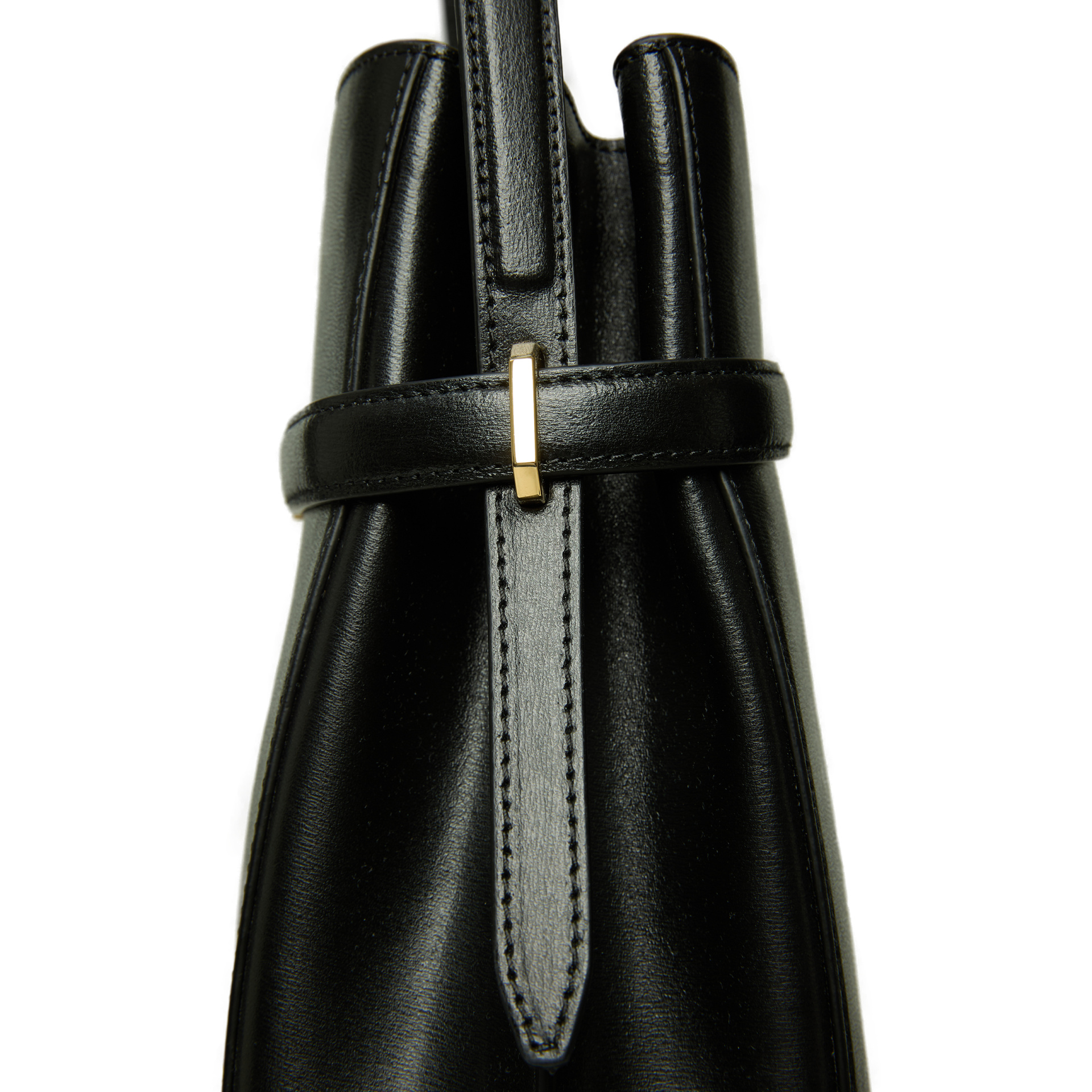 TOTEME Black Belted Leather Bucket Bag