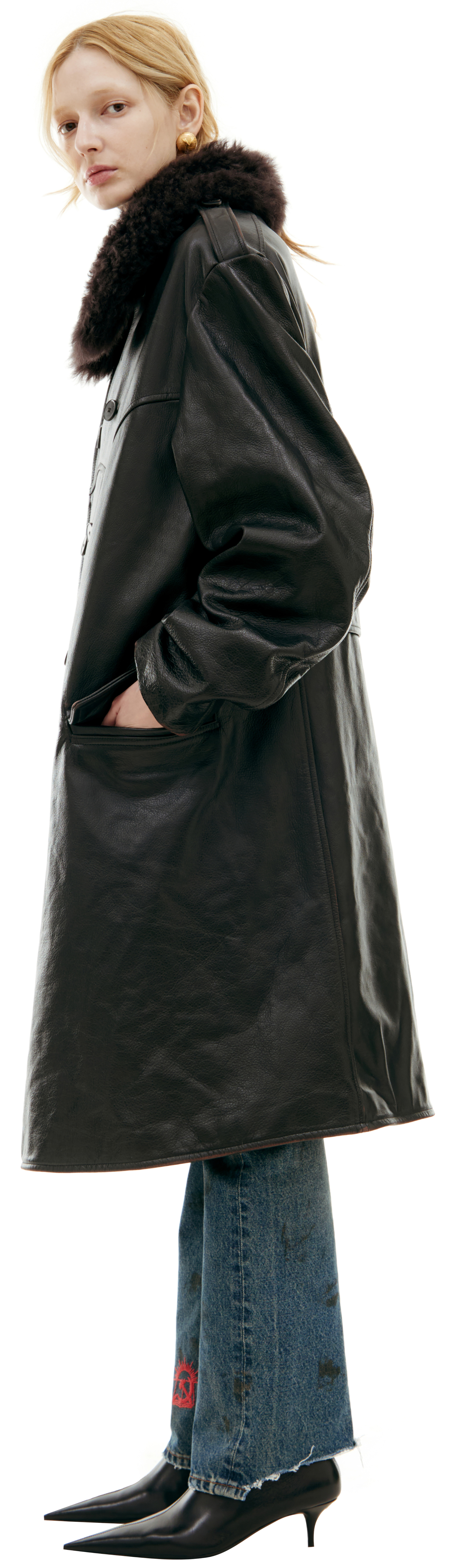 Enfants Riches Déprimés Double-breasted leather coat