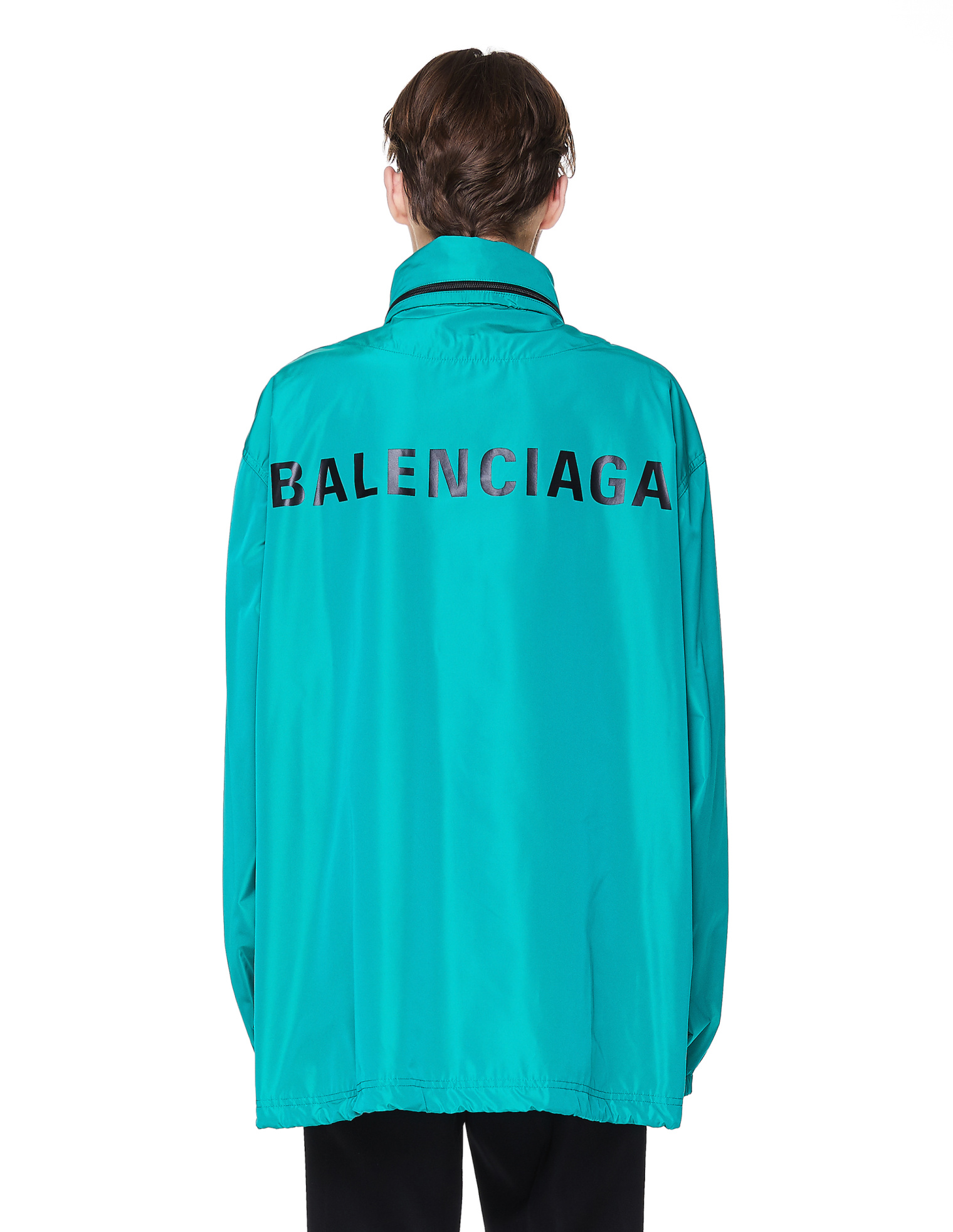 Balenciaga Зеленая ветровка с логотипом на спинке