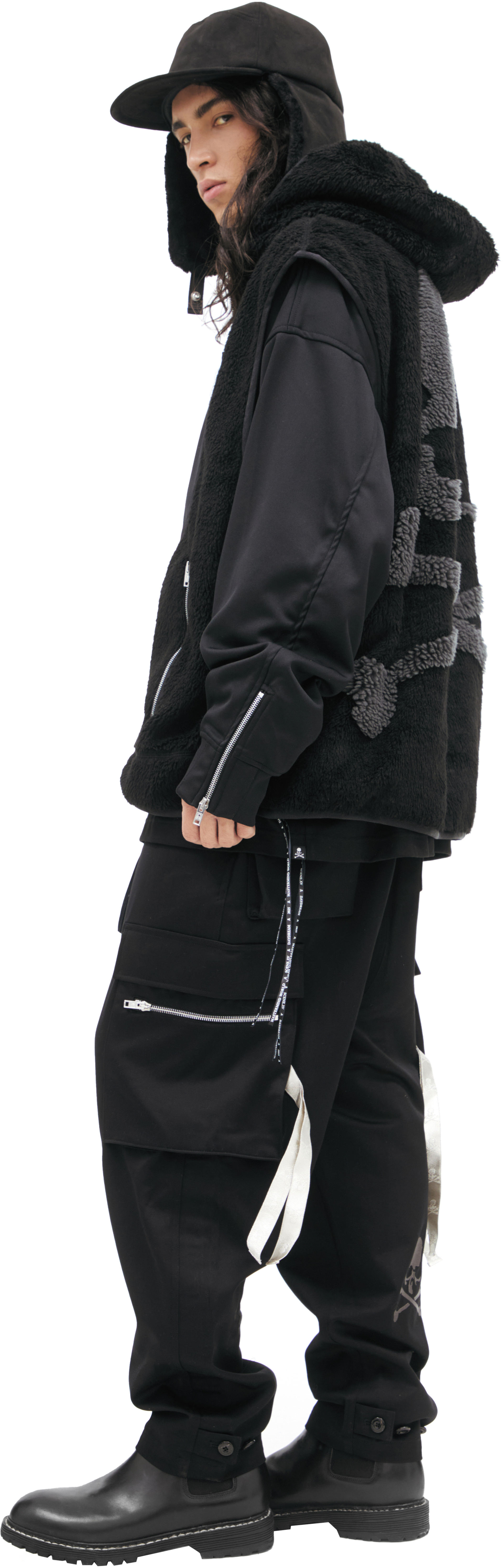 Mastermind WORLD Plush vest with hood