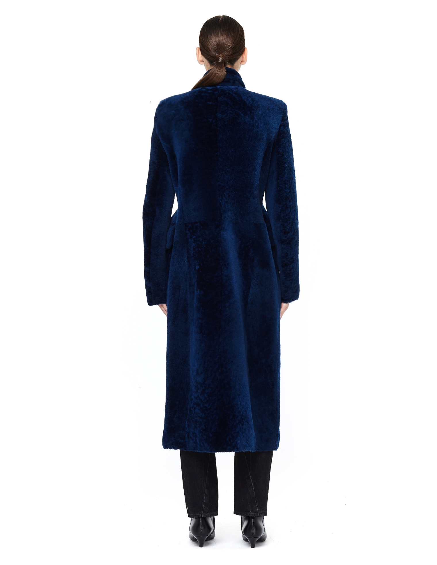 Balenciaga Hourglass Navy Shearling Coat