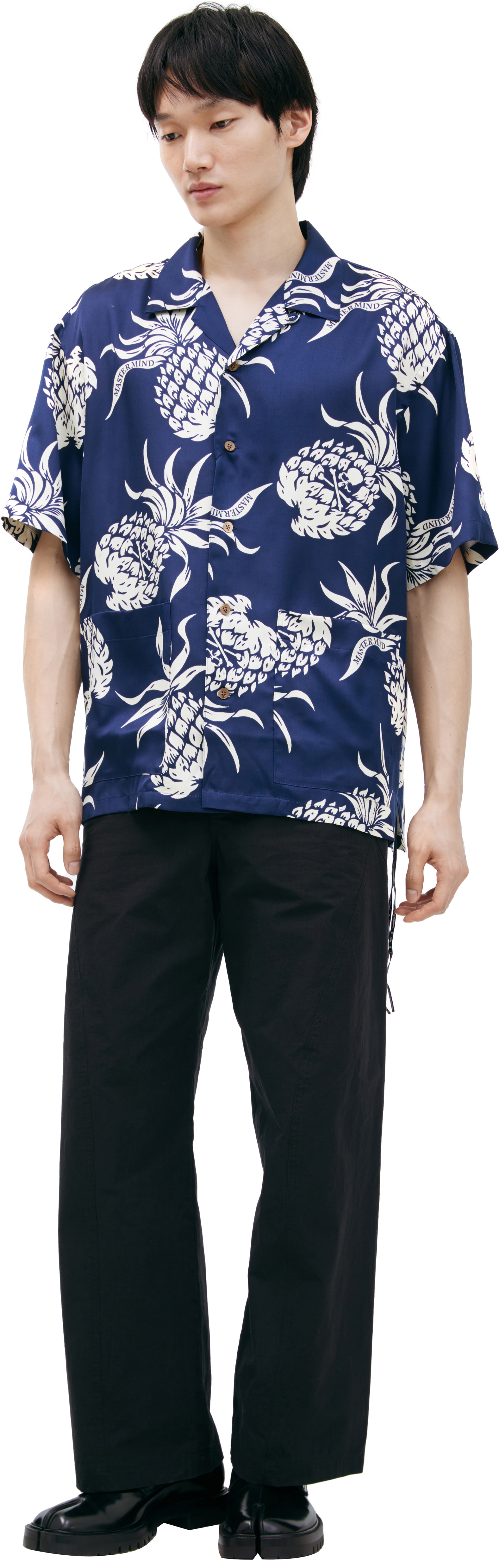 Mastermind WORLD Silk shirt with a solid-color print