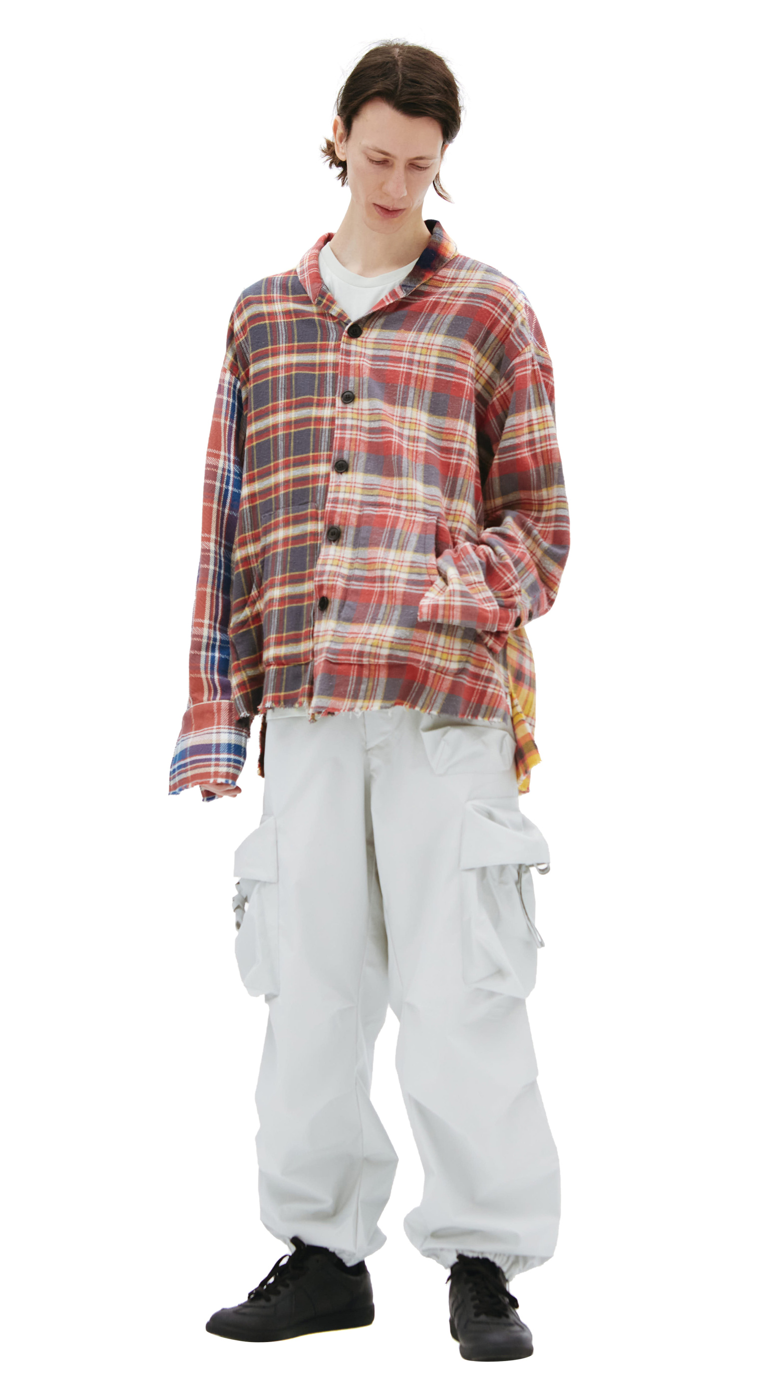 Greg Lauren Клетчатая рубашка с накладными карманами