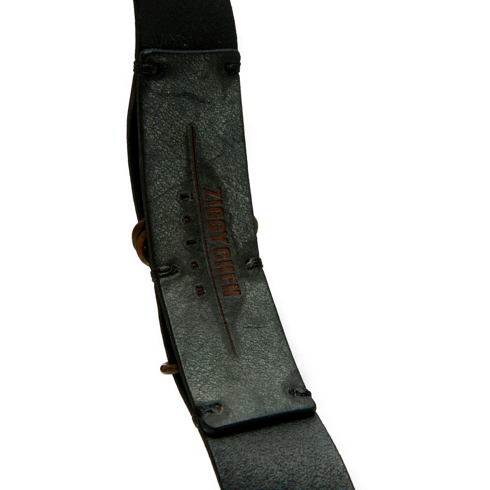 Ziggy Chen Ремень-0M2615301 кожаный ремень с овальной пряжкой и бронзовой фурнитурой, черный