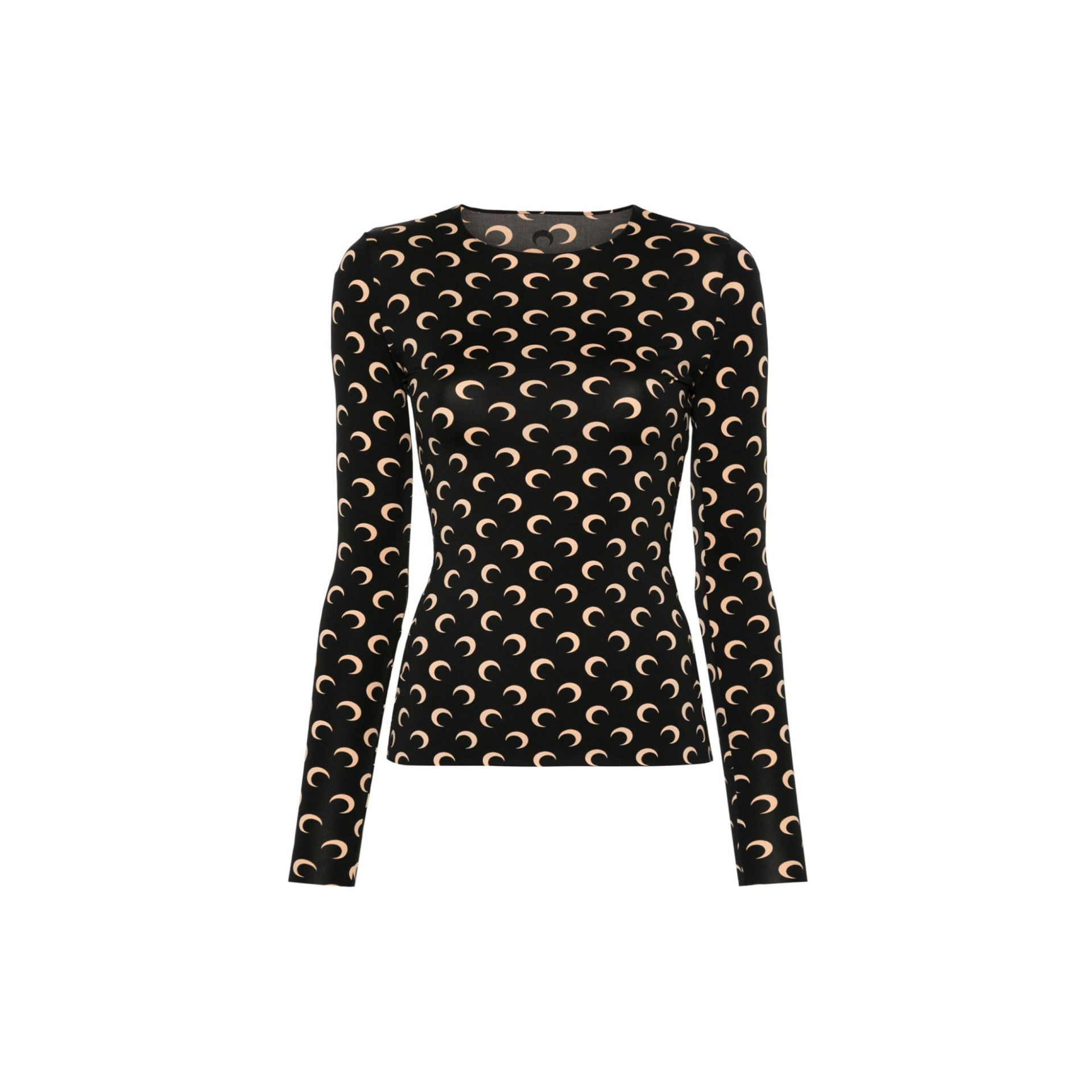 MARINE SERRE Recycled Moon Jersey Second Skin Crewneck Top