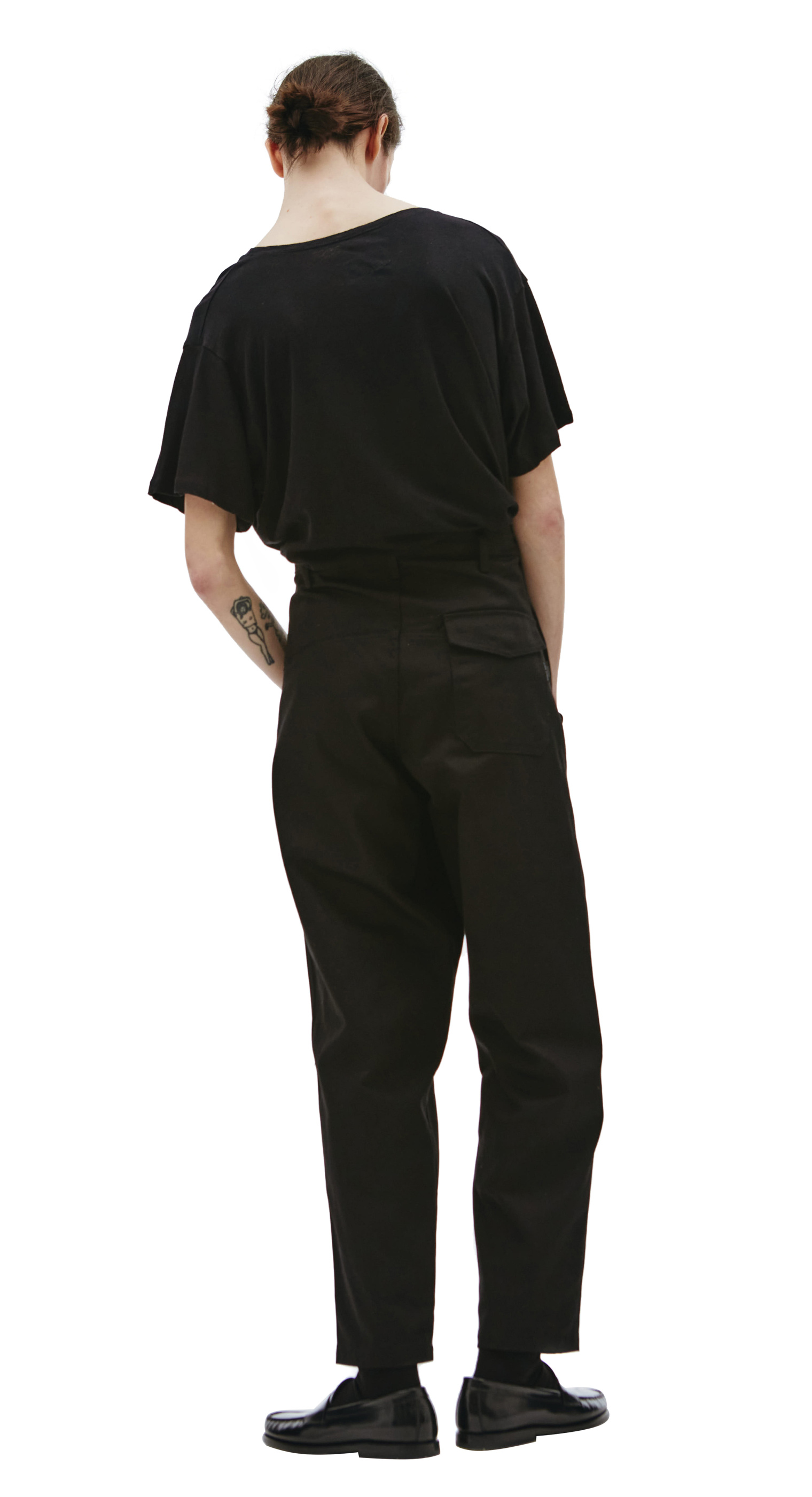 Yohji Yamamoto Black Cotton pants flap pockets