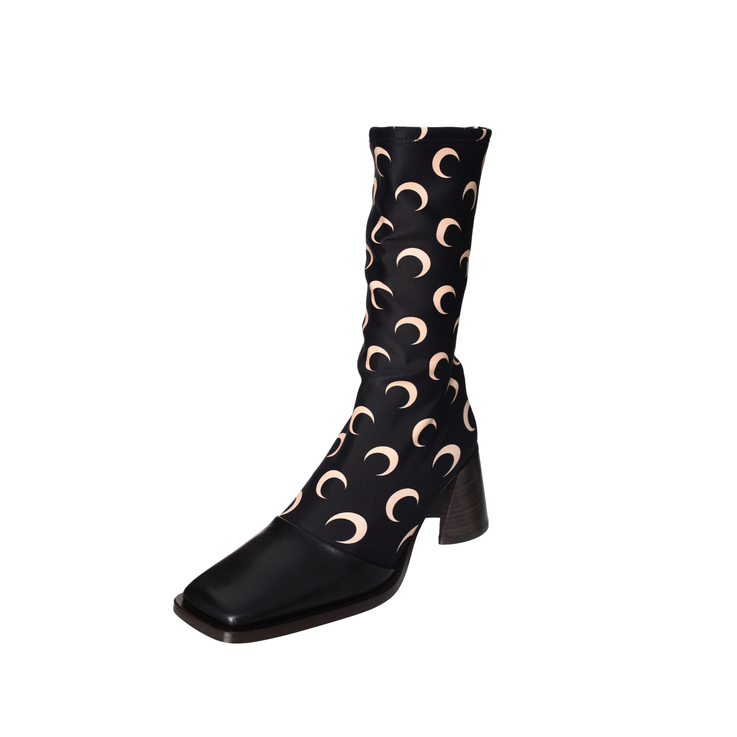MARINE SERRE Black All Over Moon ankle boots