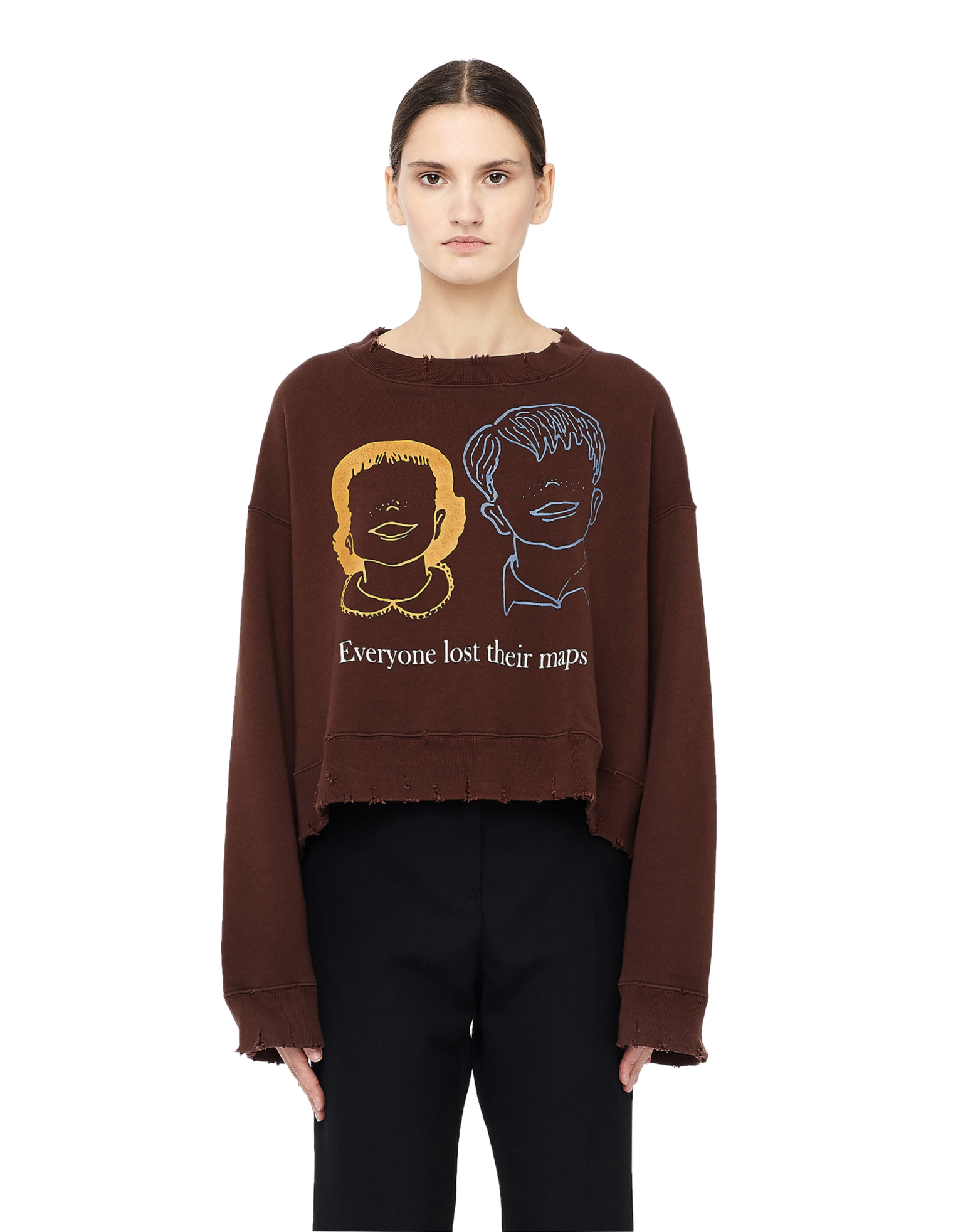 Undercover Printed Cropped Cotton Sweatshirt