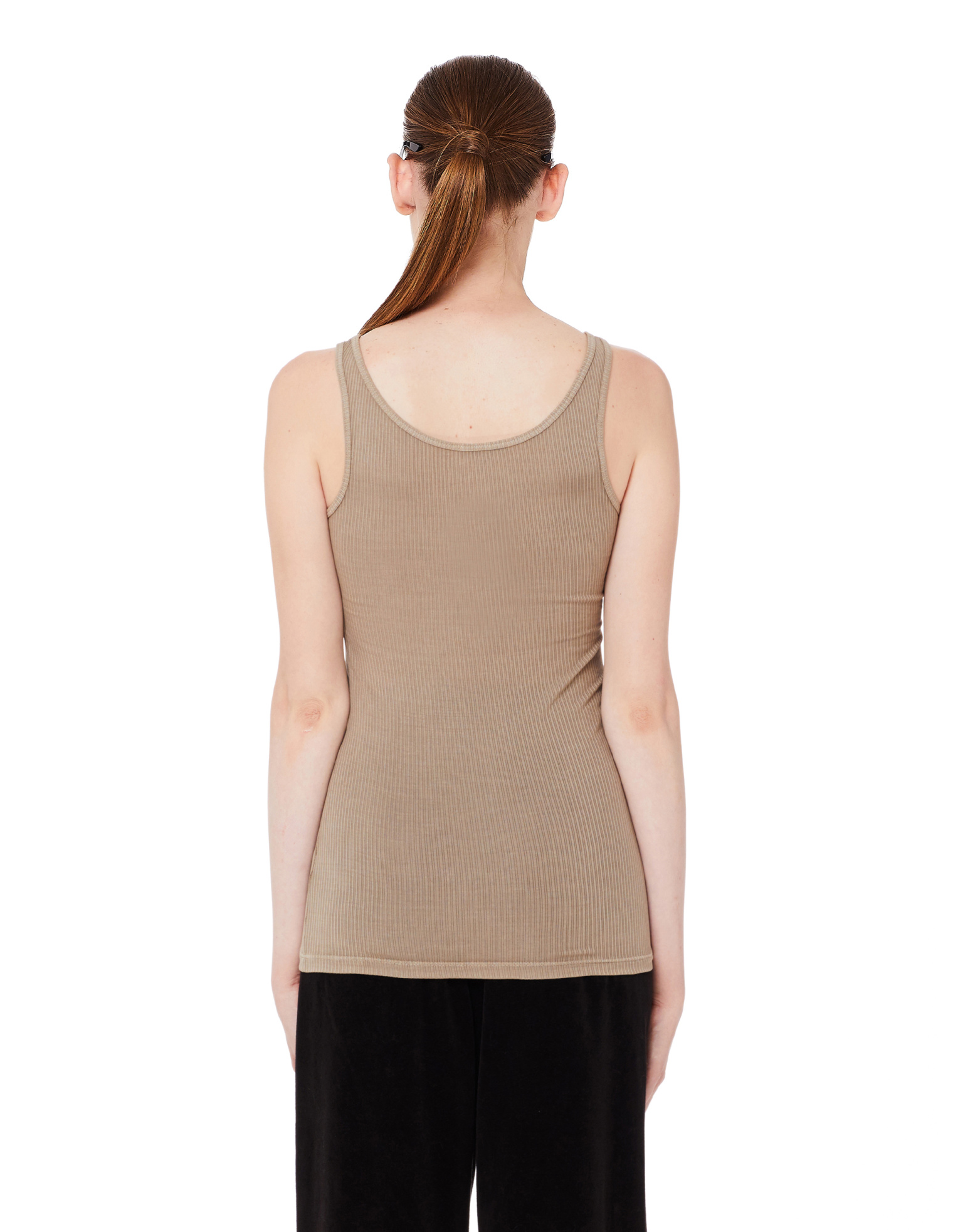 James Perse Brown Ribbed Cotton Tank Top