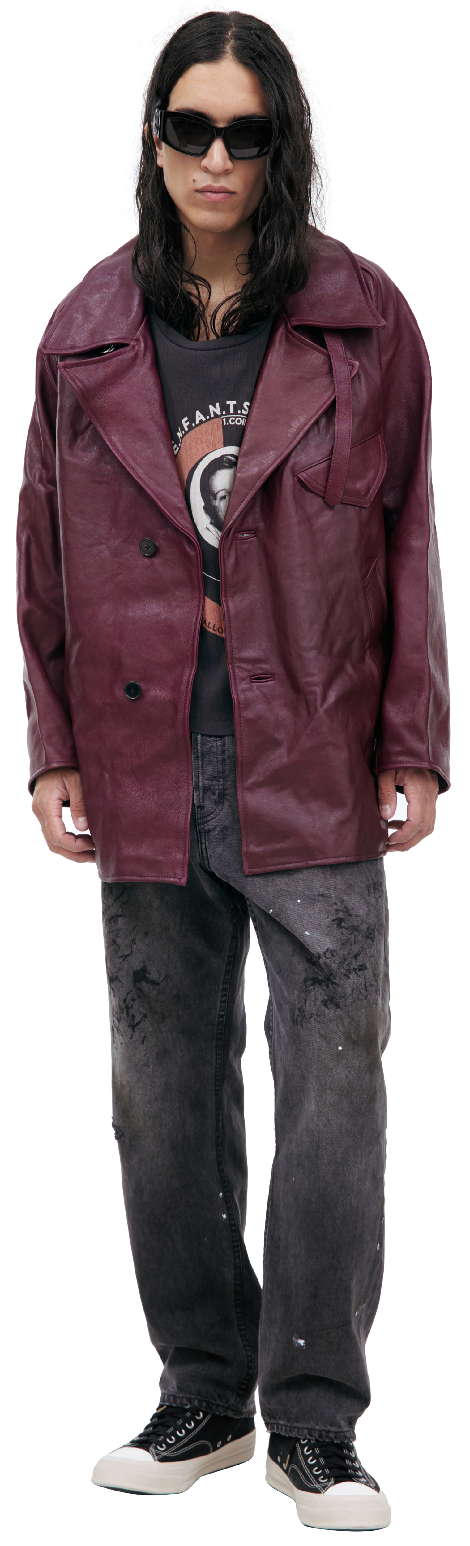 Enfants Riches Déprimés Burgundy leather jacket