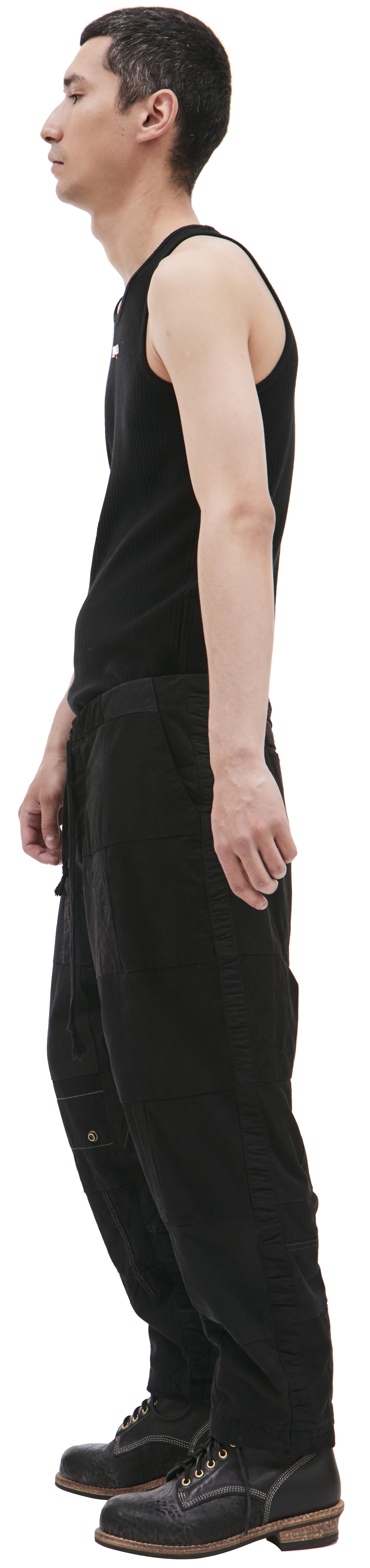 Greg Lauren Black patchwork trousers