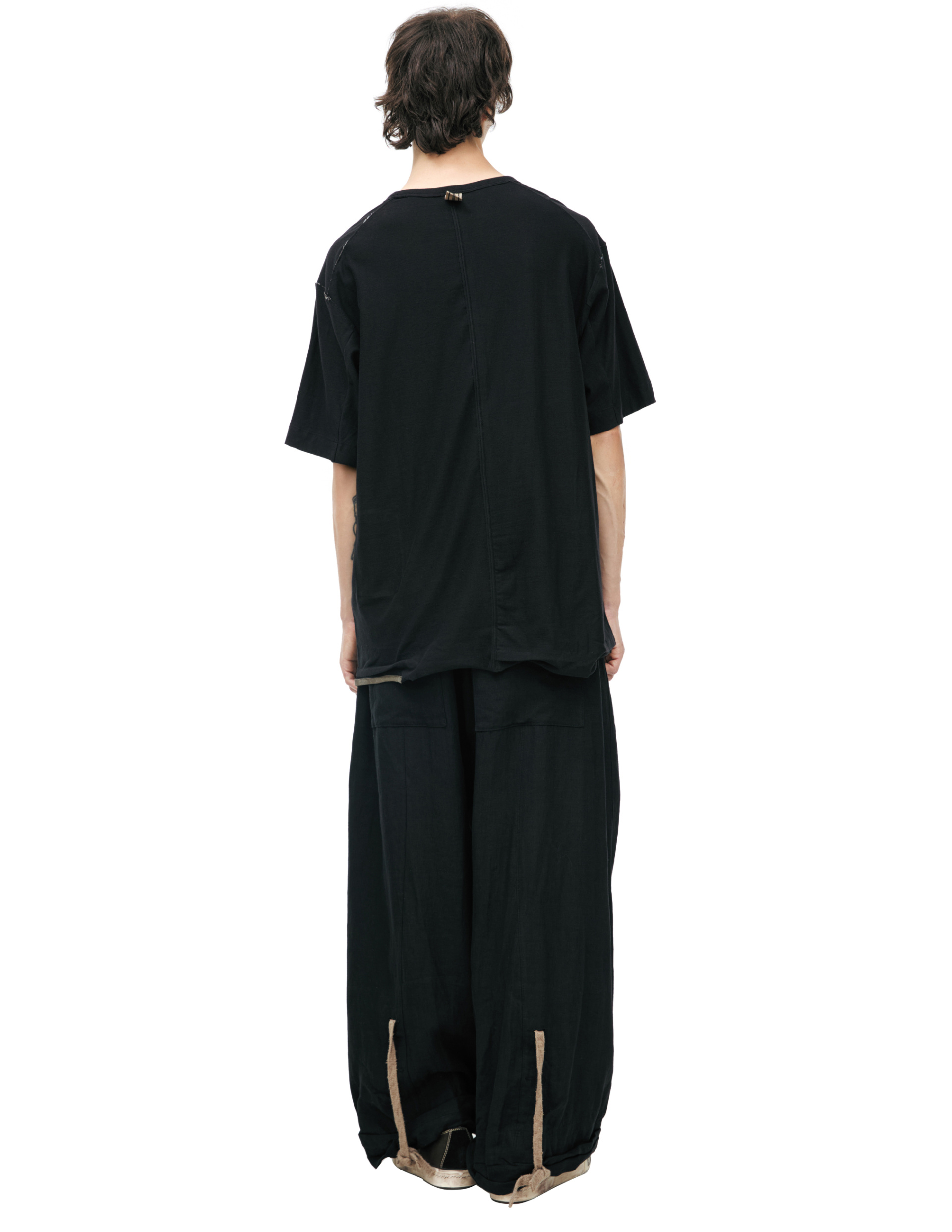 Ziggy Chen Футболка-0M2610218 CENTER SEAMED с вертикальными швами, свободный крой, удлиненный силуэт, черная