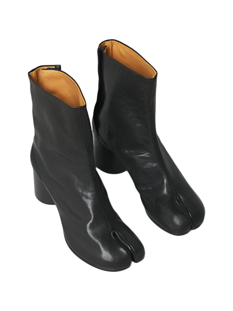 Maison Margiela Обувь-S58WU0246/P3753/T8013 кожаные ботильоны таби, средний каблук и застежка на молнии, черные