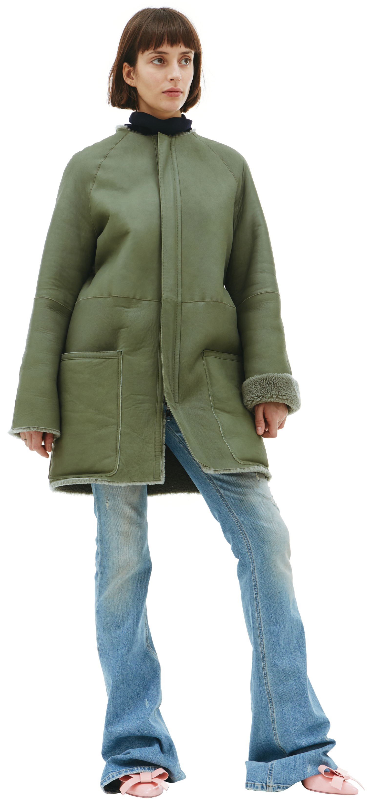 Y\'s Green Shearling Coat