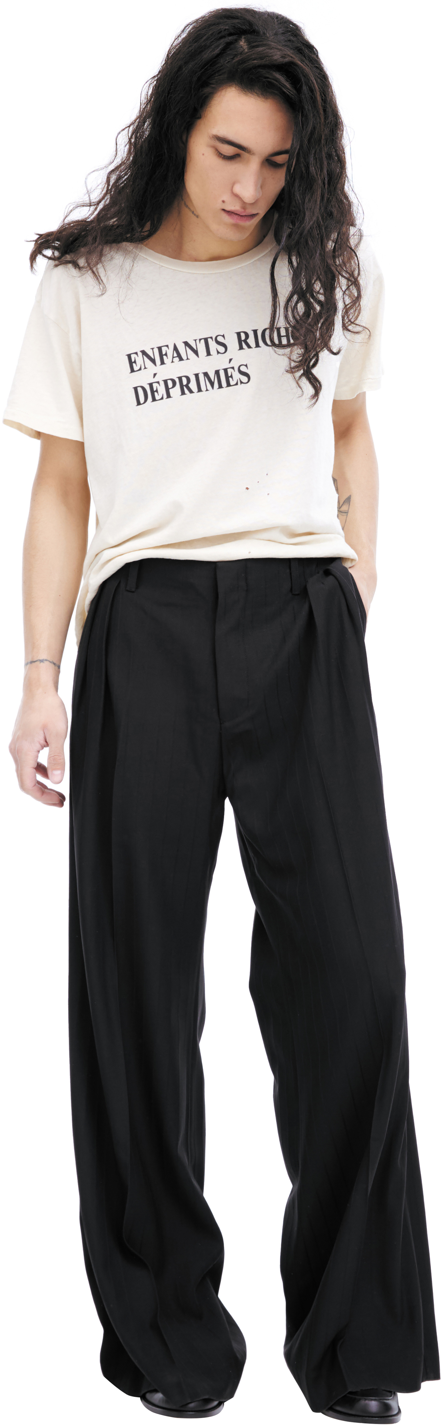 Buy Enfants Riches Déprimés men black wide stripped trousers for