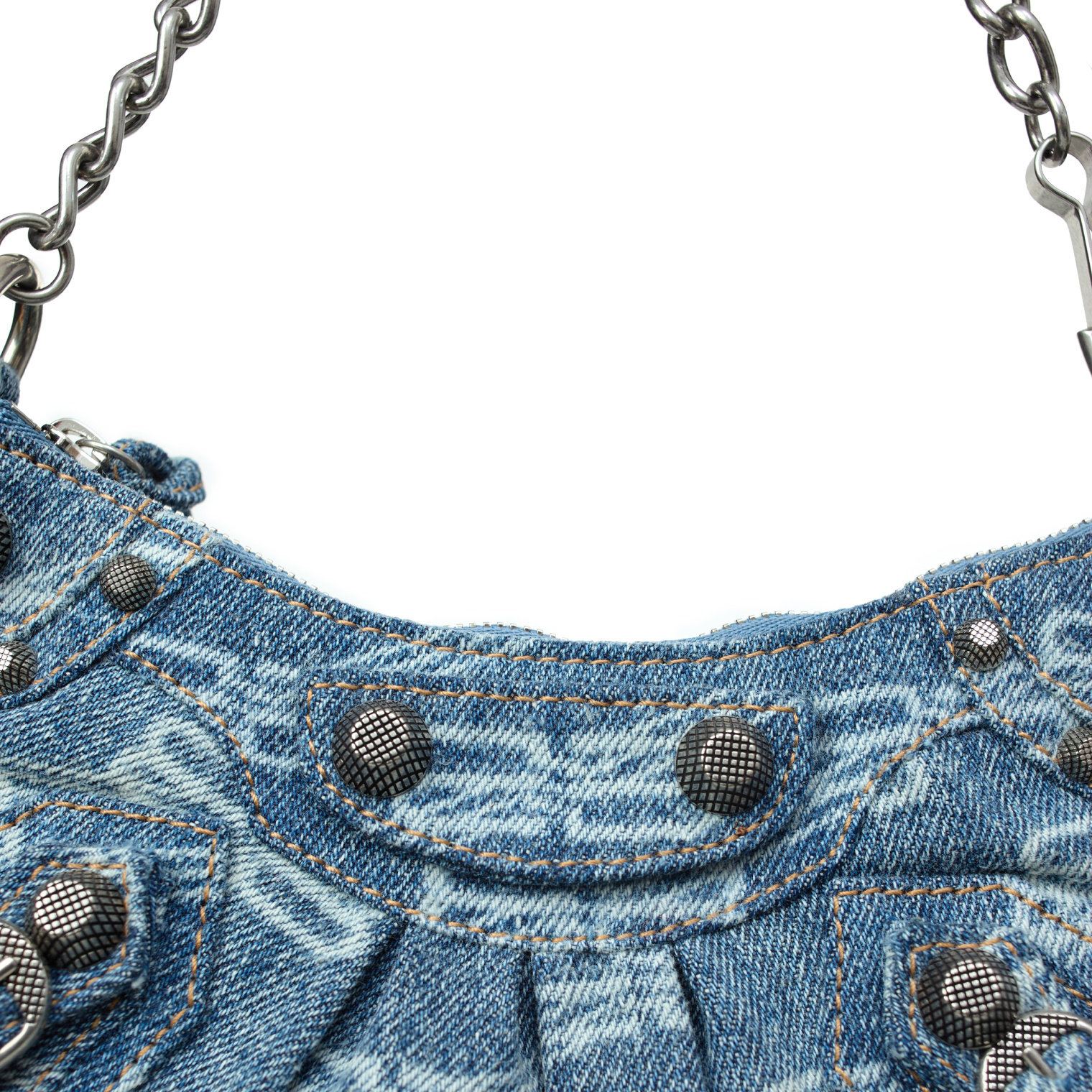 Balenciaga Le Cagole mini denim bag with rhinestones