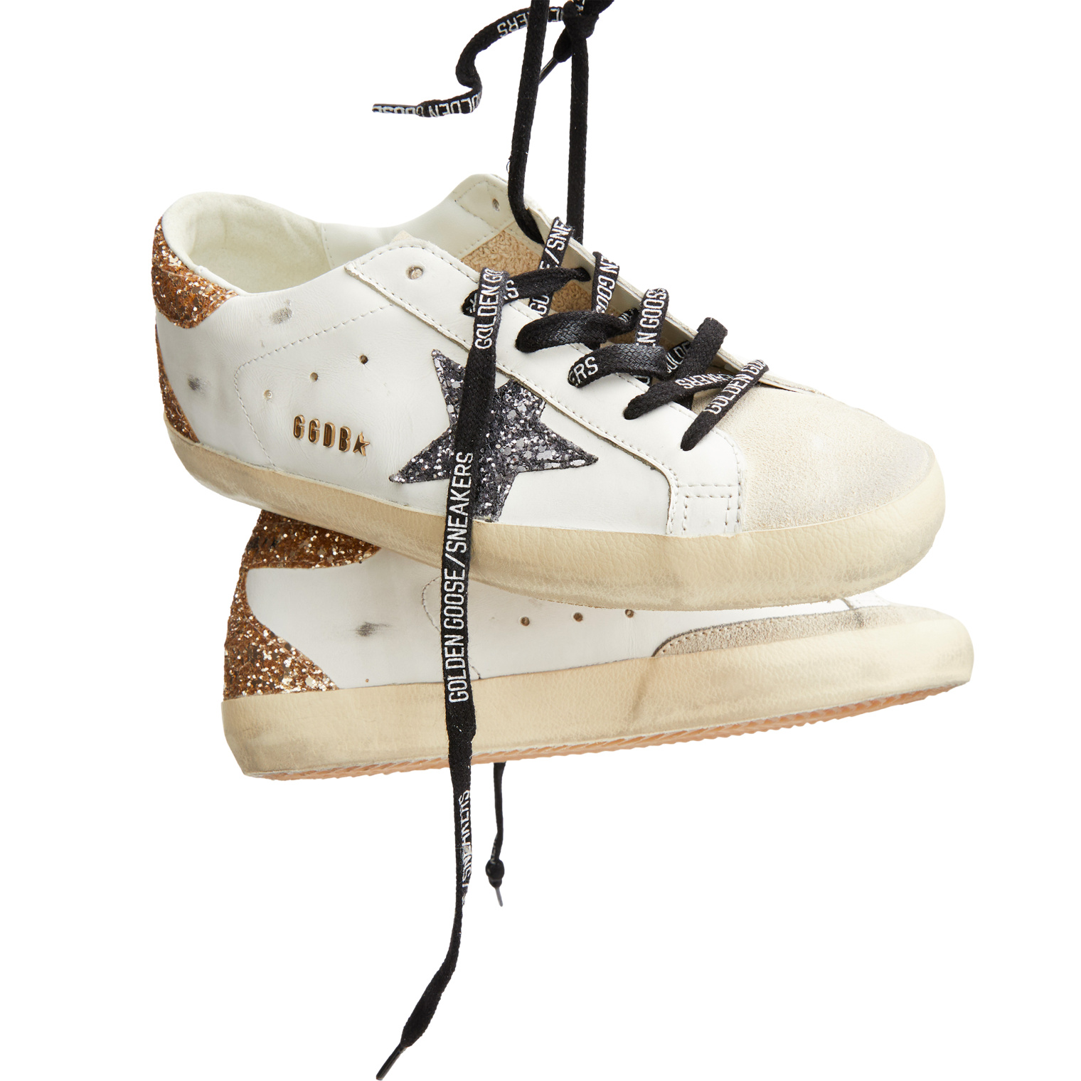Golden Goose Super Star leather sneakers with glitter star