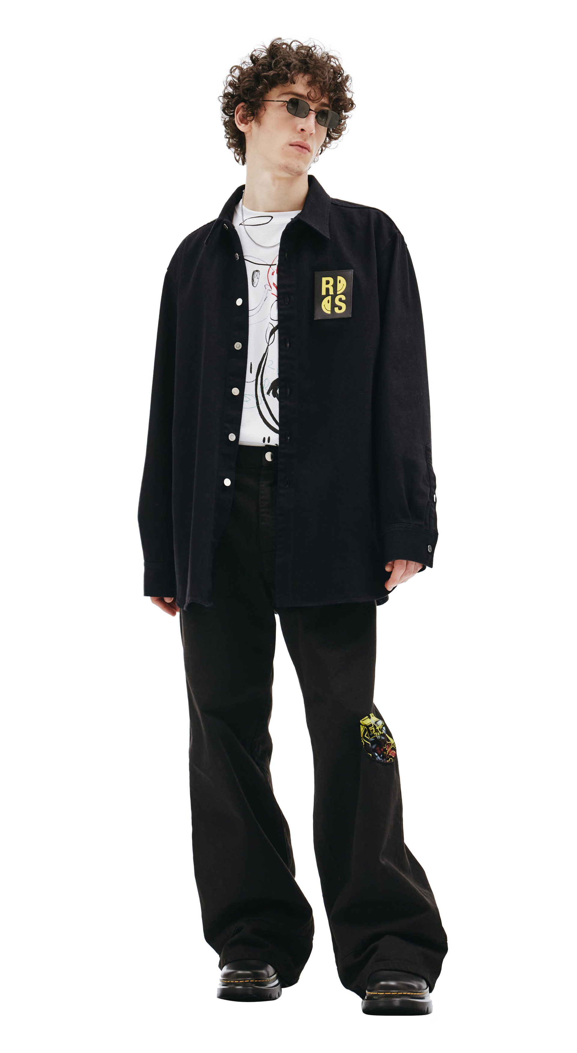 Raf Simons Raf Simons X Smiley Denim Shirt With Leather Patch
