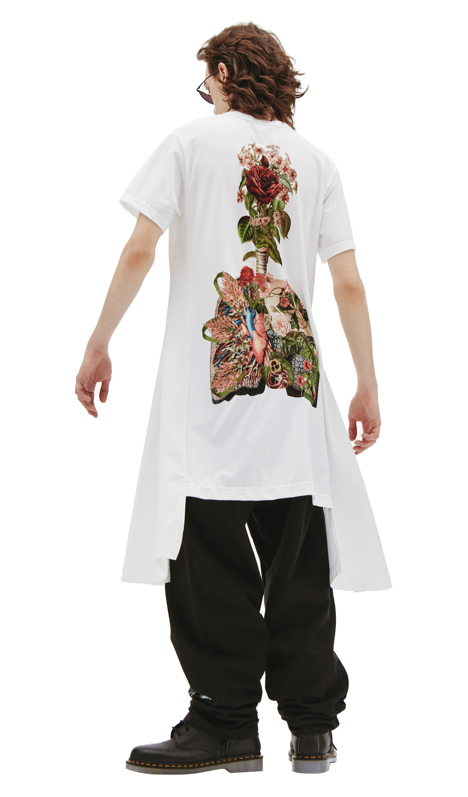 Comme des Garcons Homme plus Asymmetric t-shirt featuring botanical print