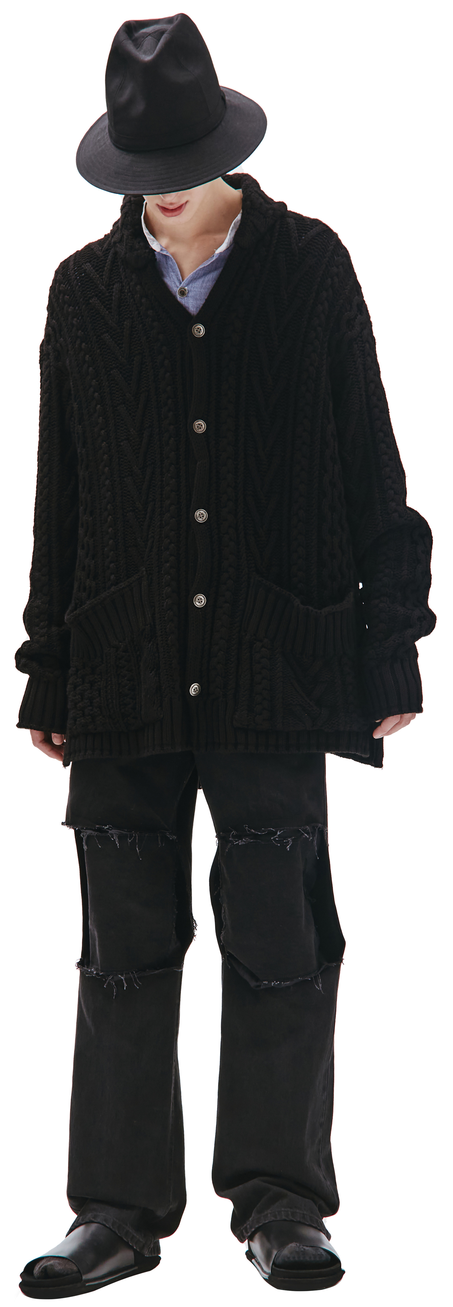 Greg Lauren Black oversized cardigan