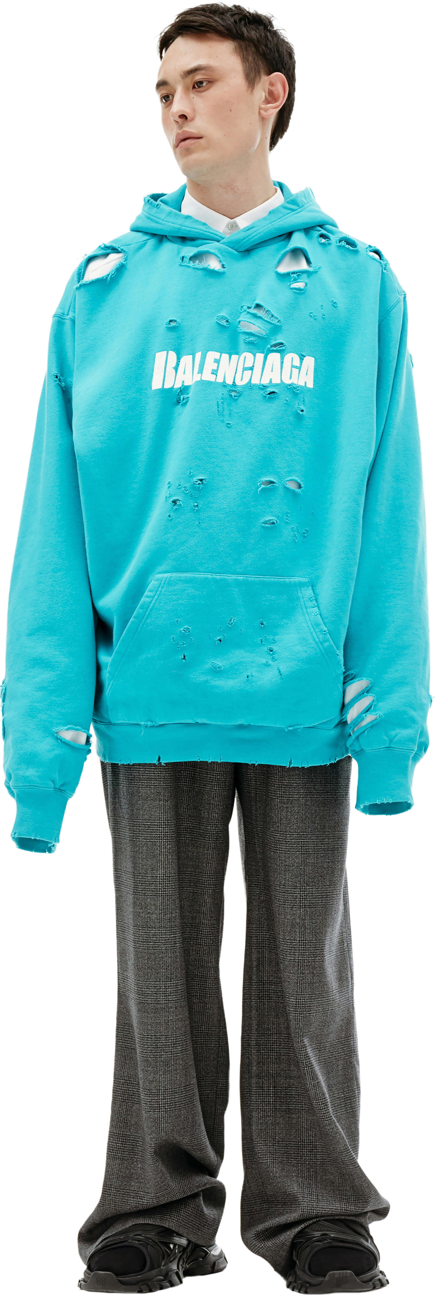 Balenciaga Blue Cotton Hoodie