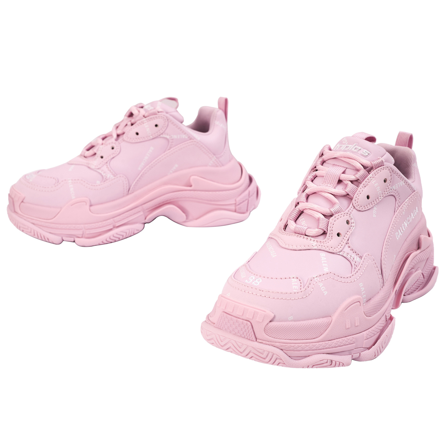 Balenciaga Розовые кроссовки Triple S с логотипом
