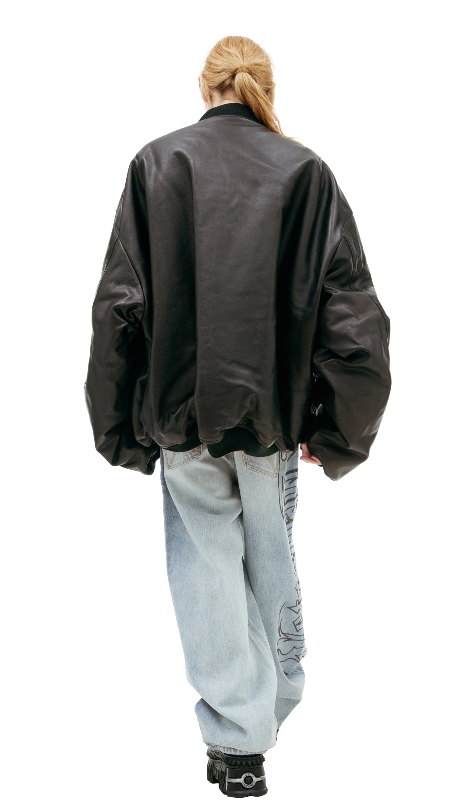 VETEMENTS Black leather bomber