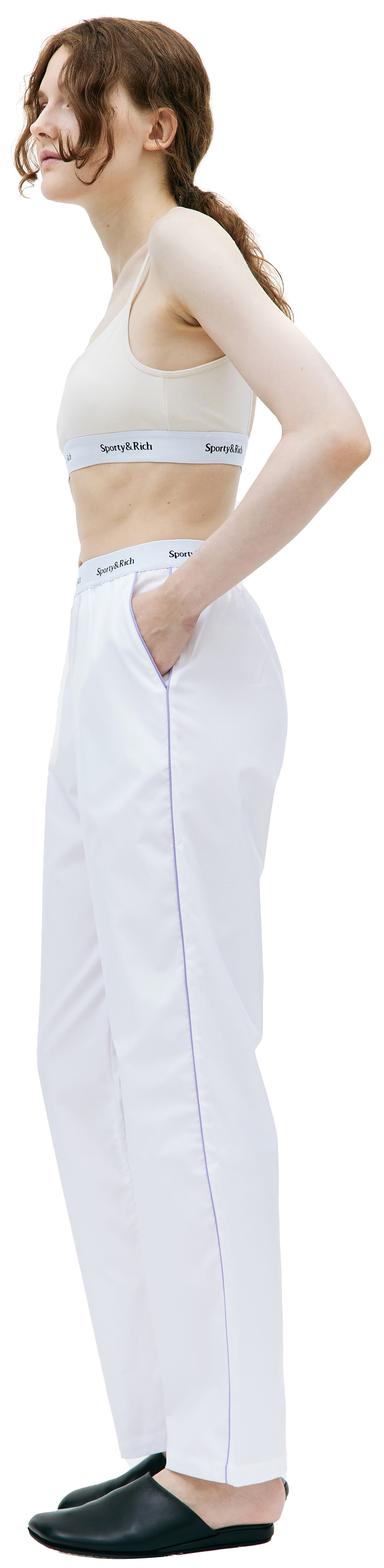 SPORTY & RICH Пижамные брюки Serif на резинке