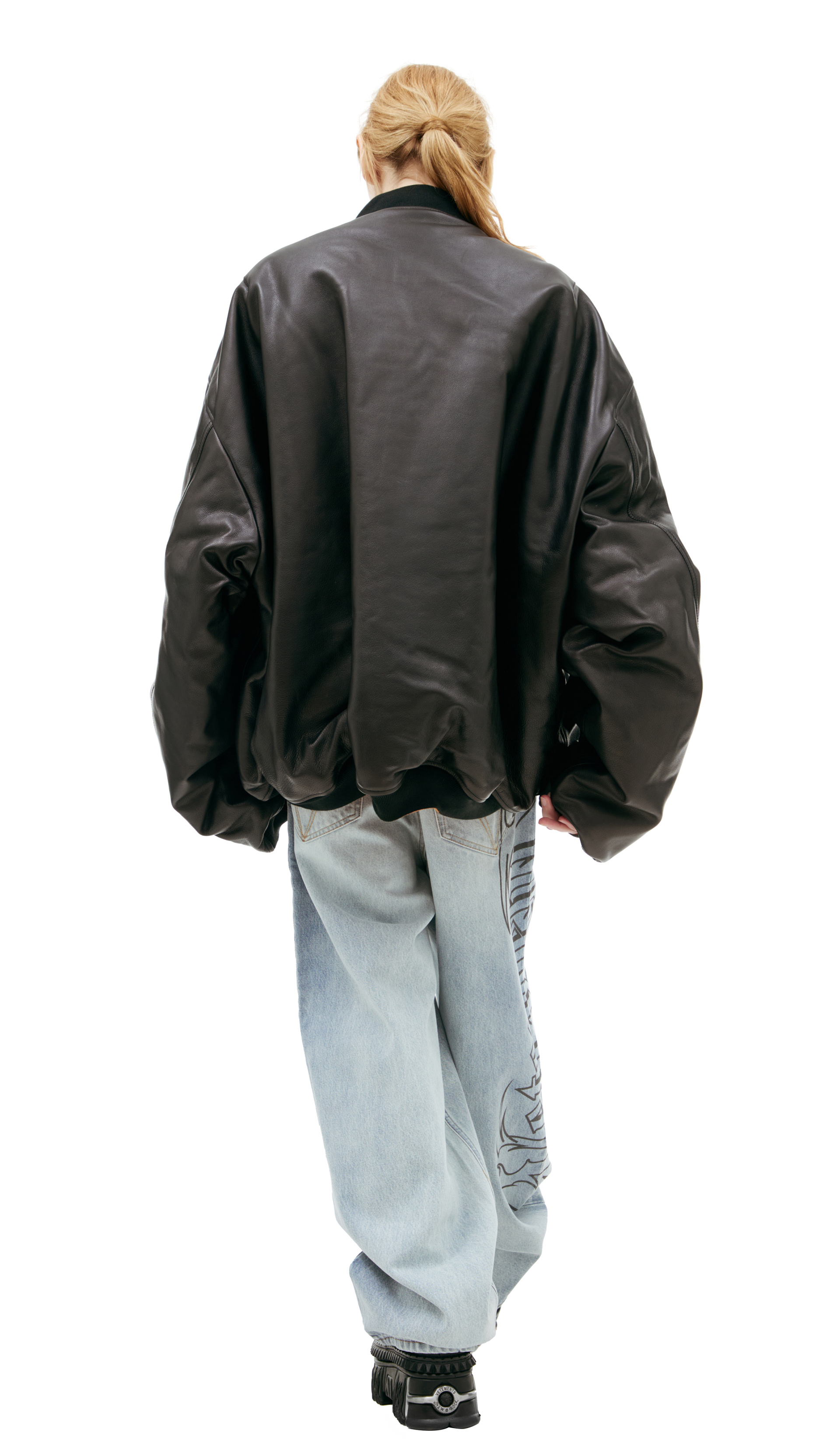 VETEMENTS Black leather bomber