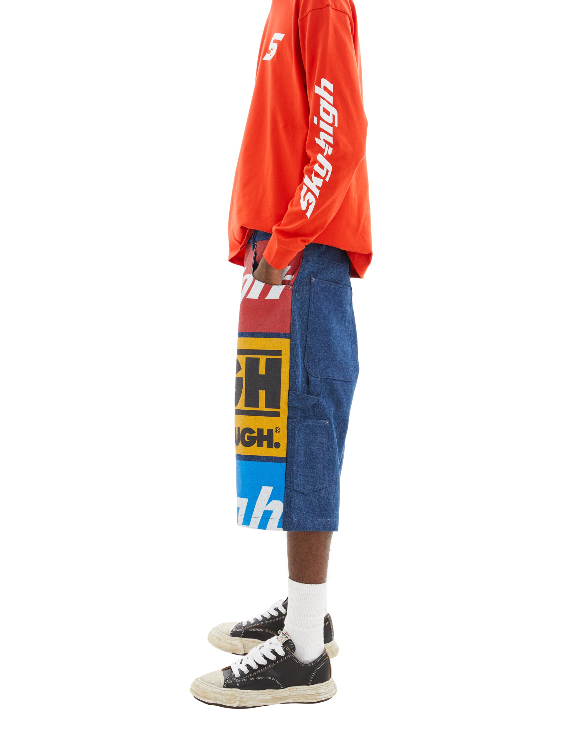 SKY HIGH FARM WORKWEAR Construction Graphic Logo Shorts