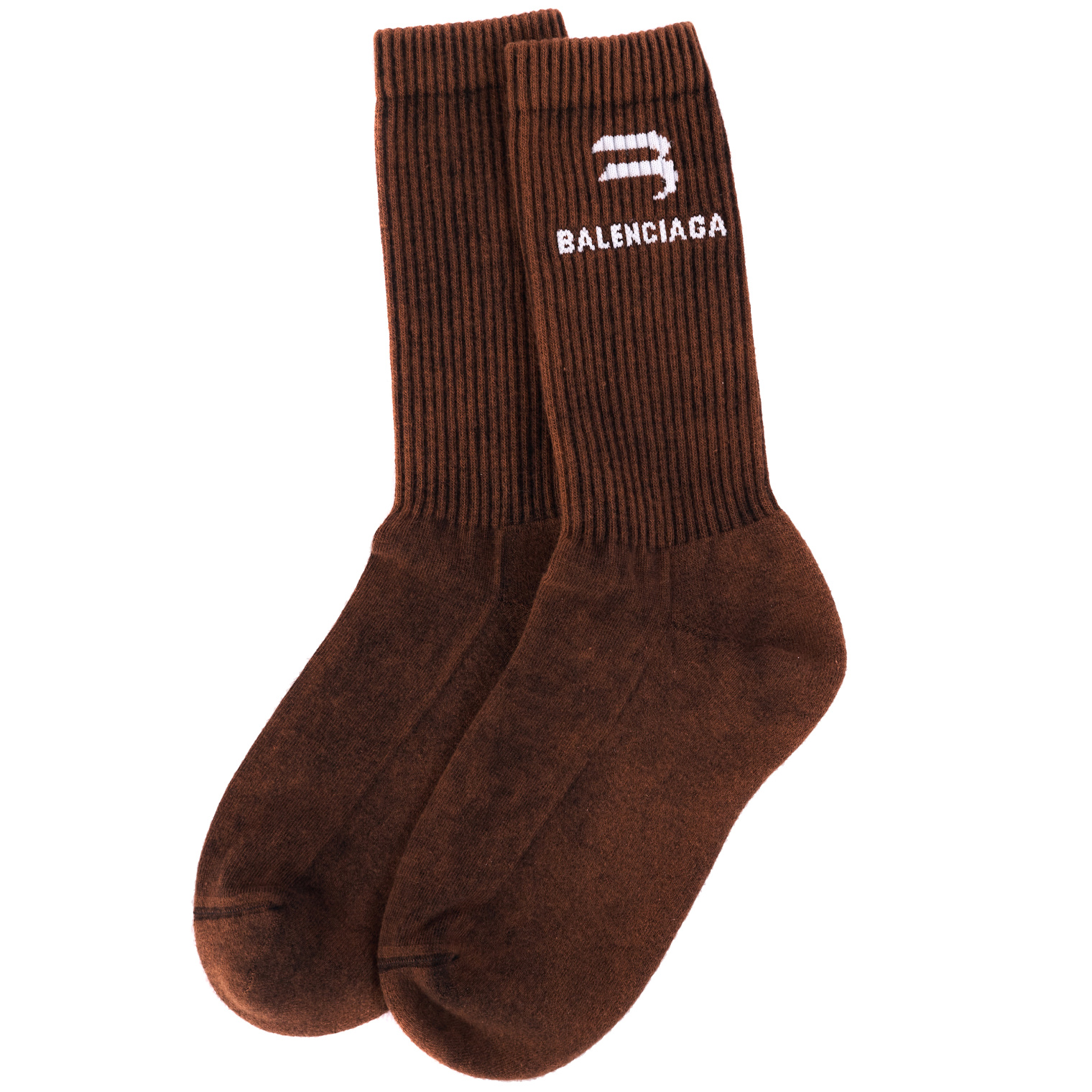 Balenciaga Brown Logo Socks