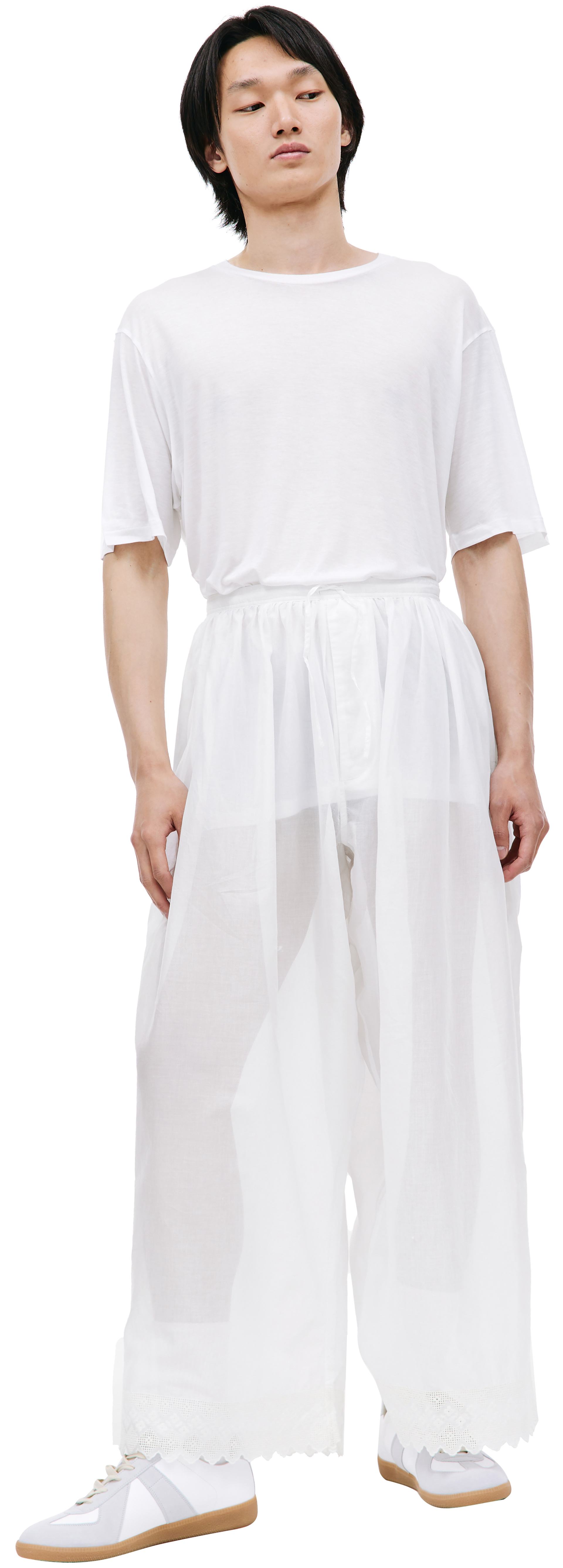 Hed Mayner White gathered trousers