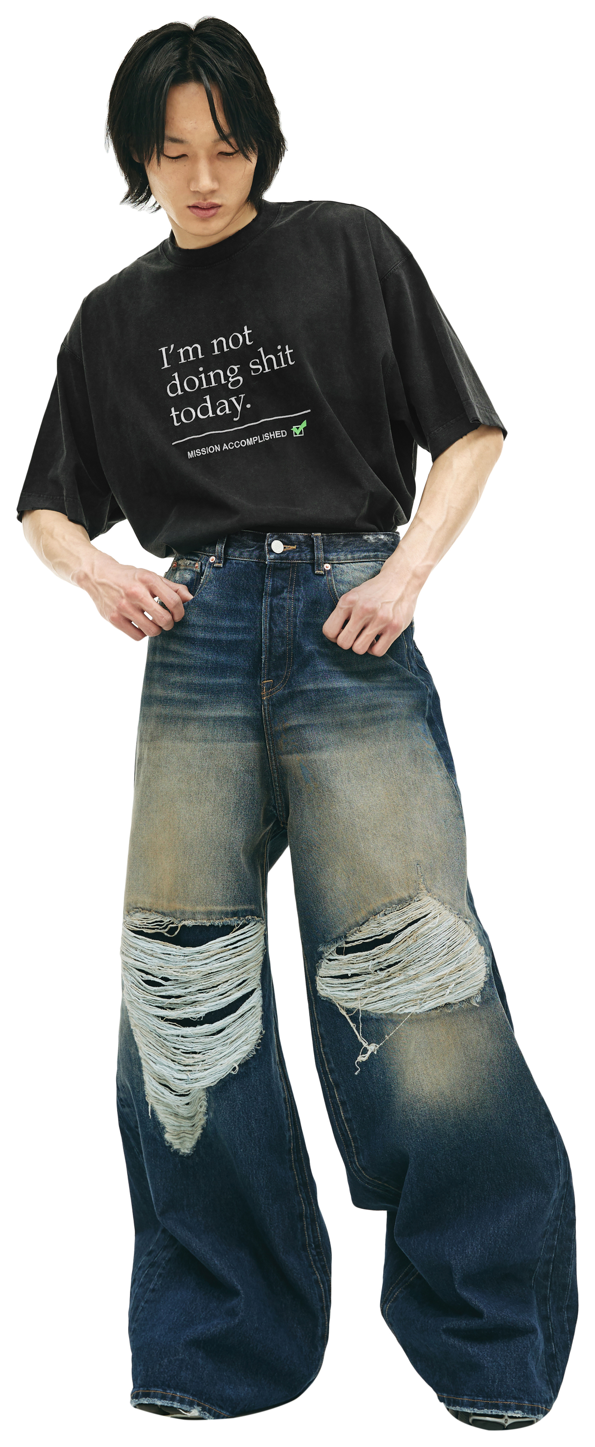 VETEMENTS Navy blue baggy jeans