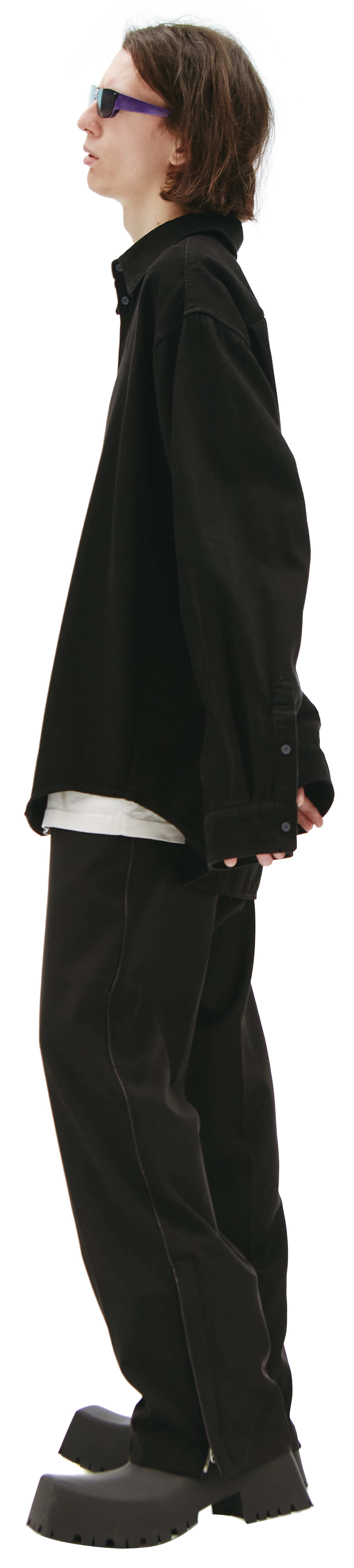 Balenciaga BB logo denim shirt in black