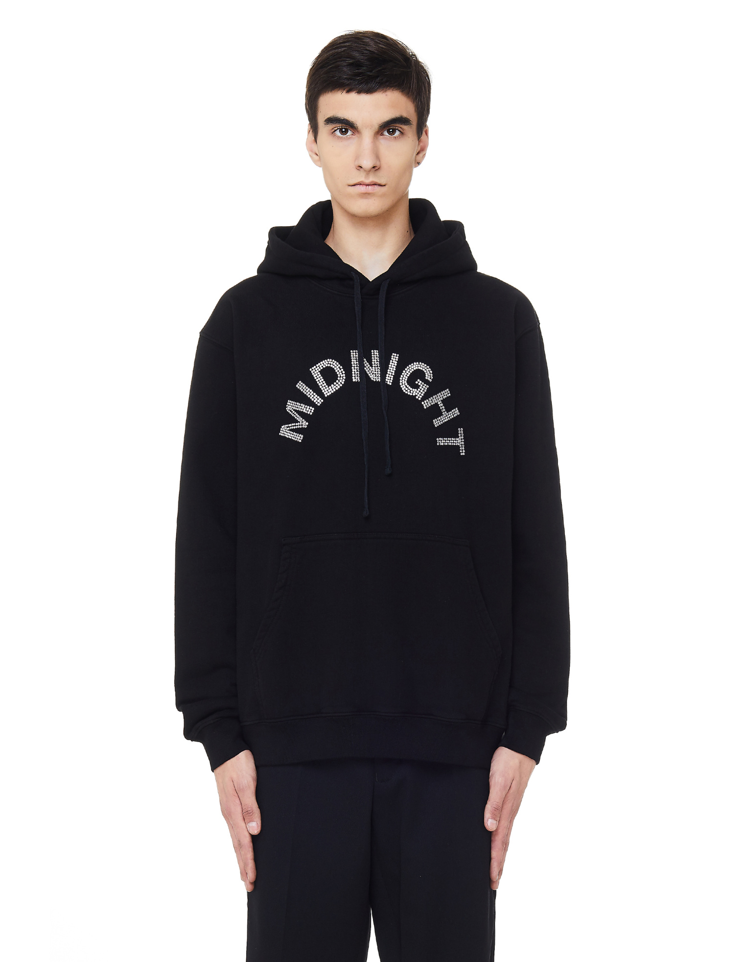 Midnight Studios Black Crystal Logo Cotton Hoodie