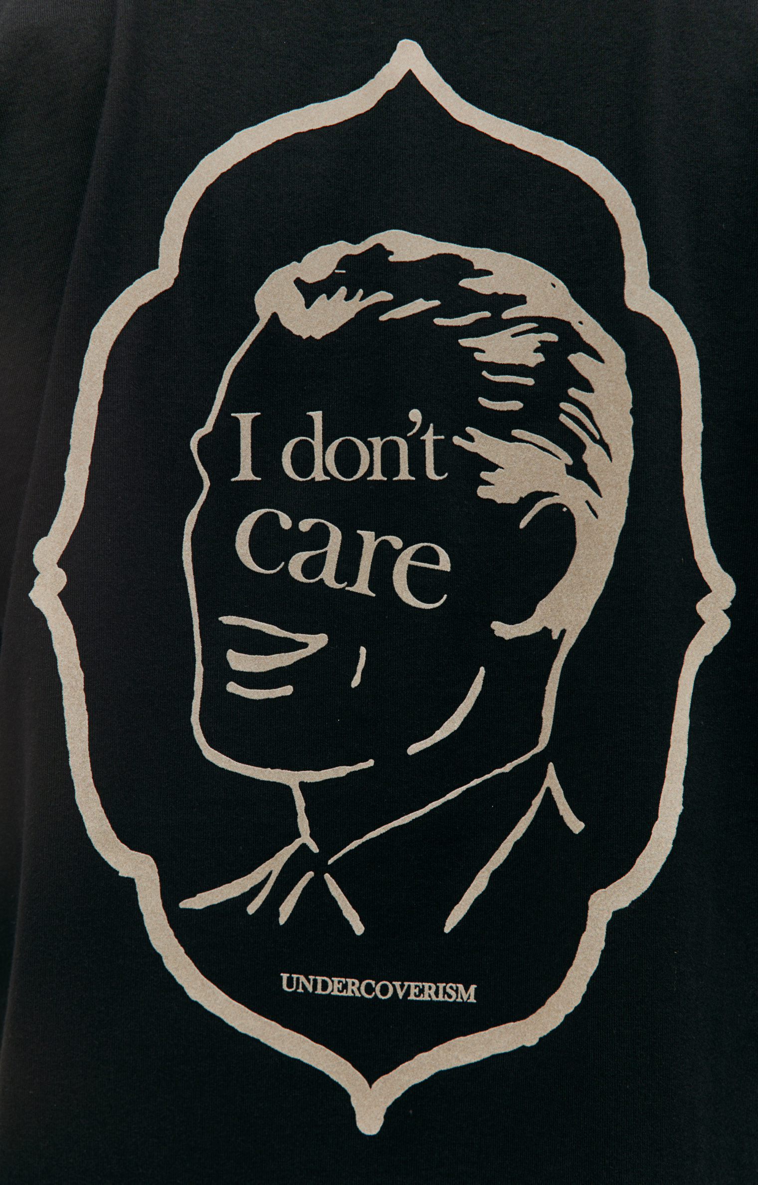 Buy Undercover men black 'i don't care' printed t-shirt for £165