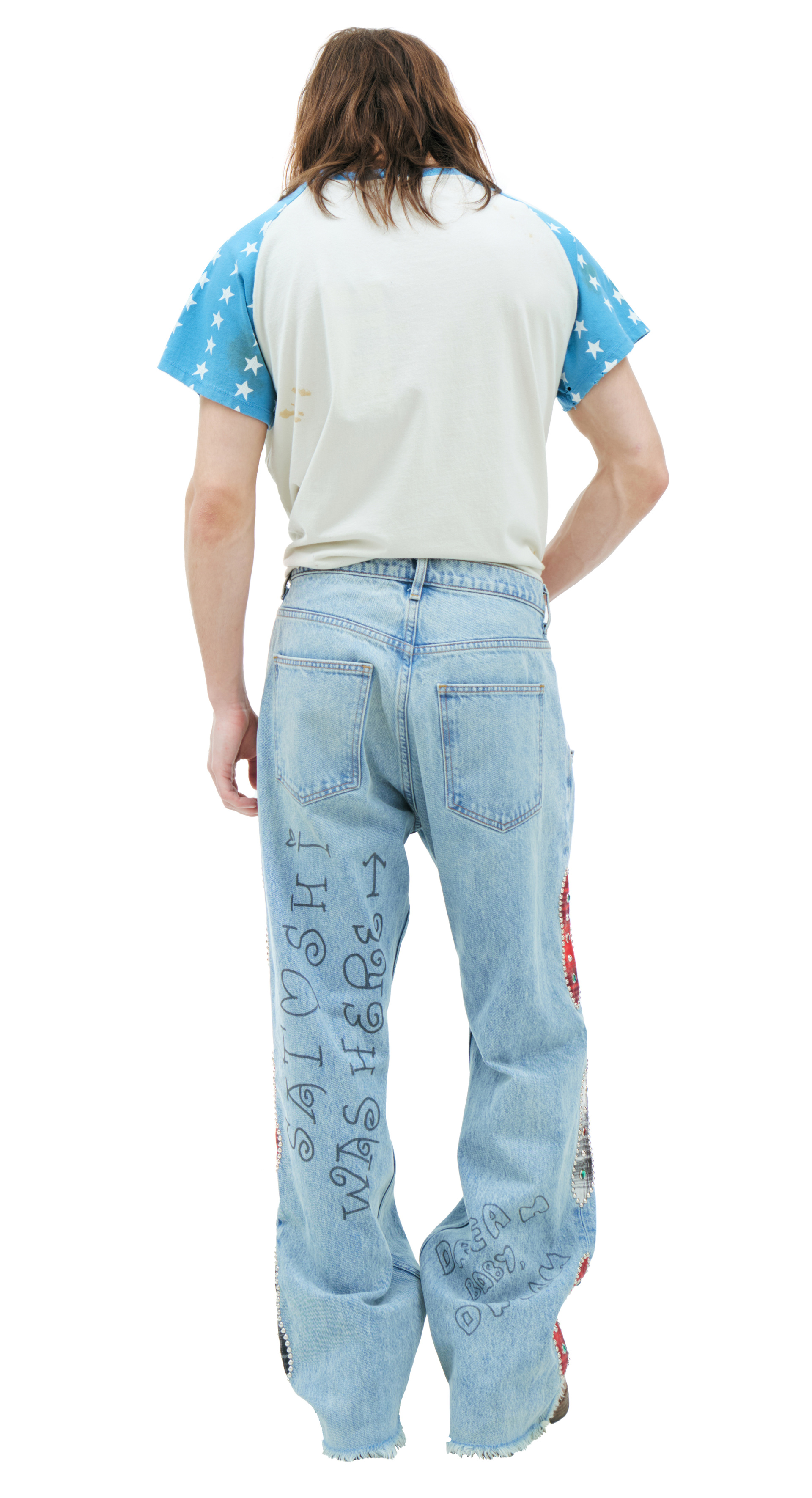 Satoshi Nakamoto Jeans with plaid panels