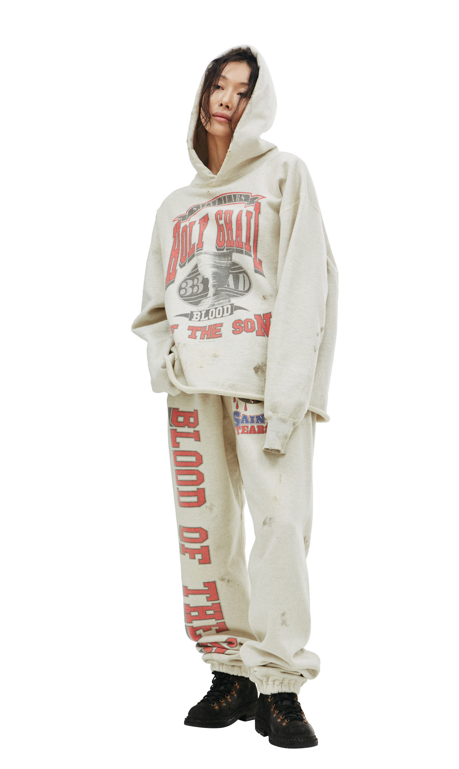 Saint Michael Выстиранный худи Saint Michael x Denim Tears
