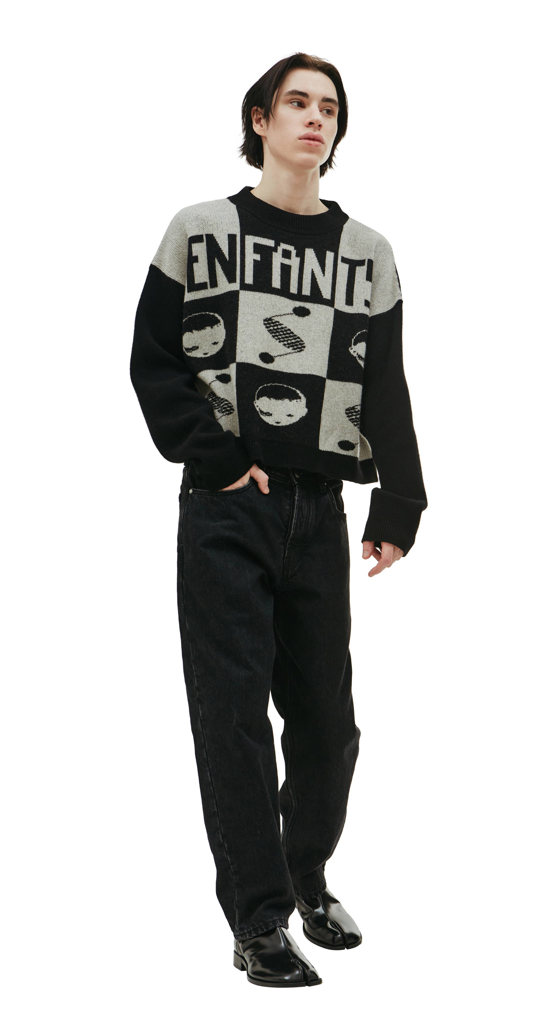 Enfants Riches Déprimés Logo check croped sweater