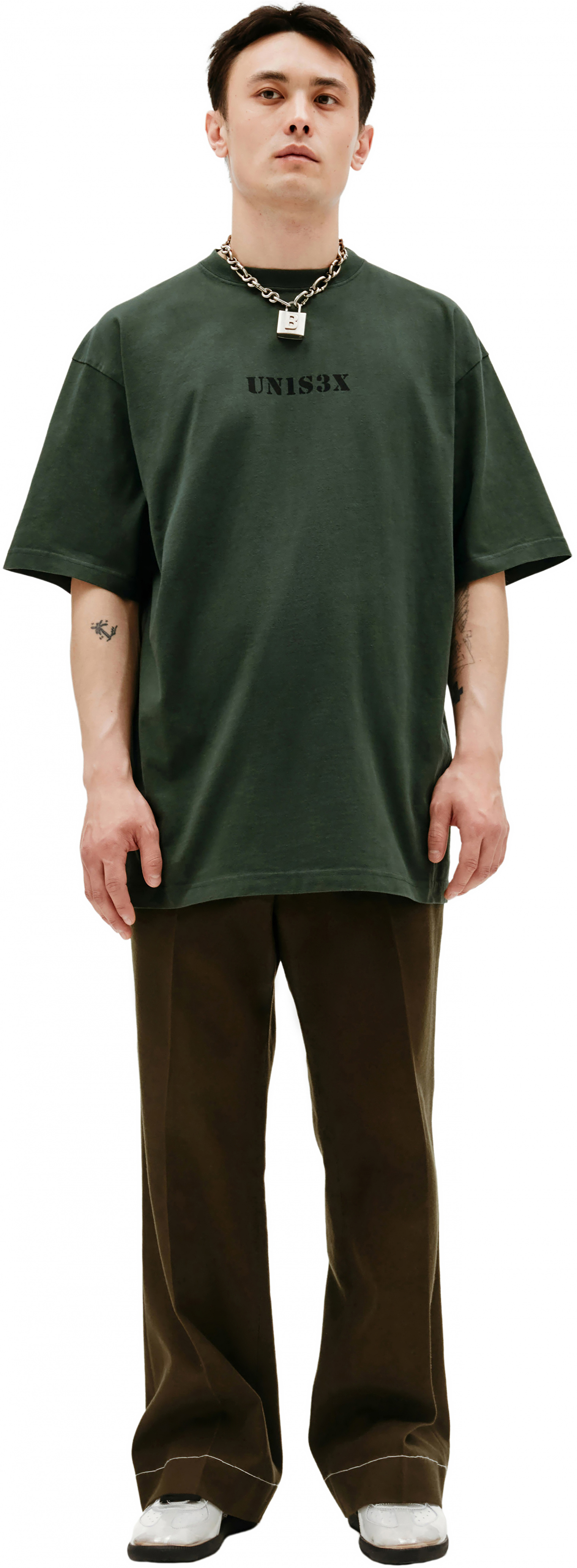 Balenciaga Green Cotton Printed T-shirt
