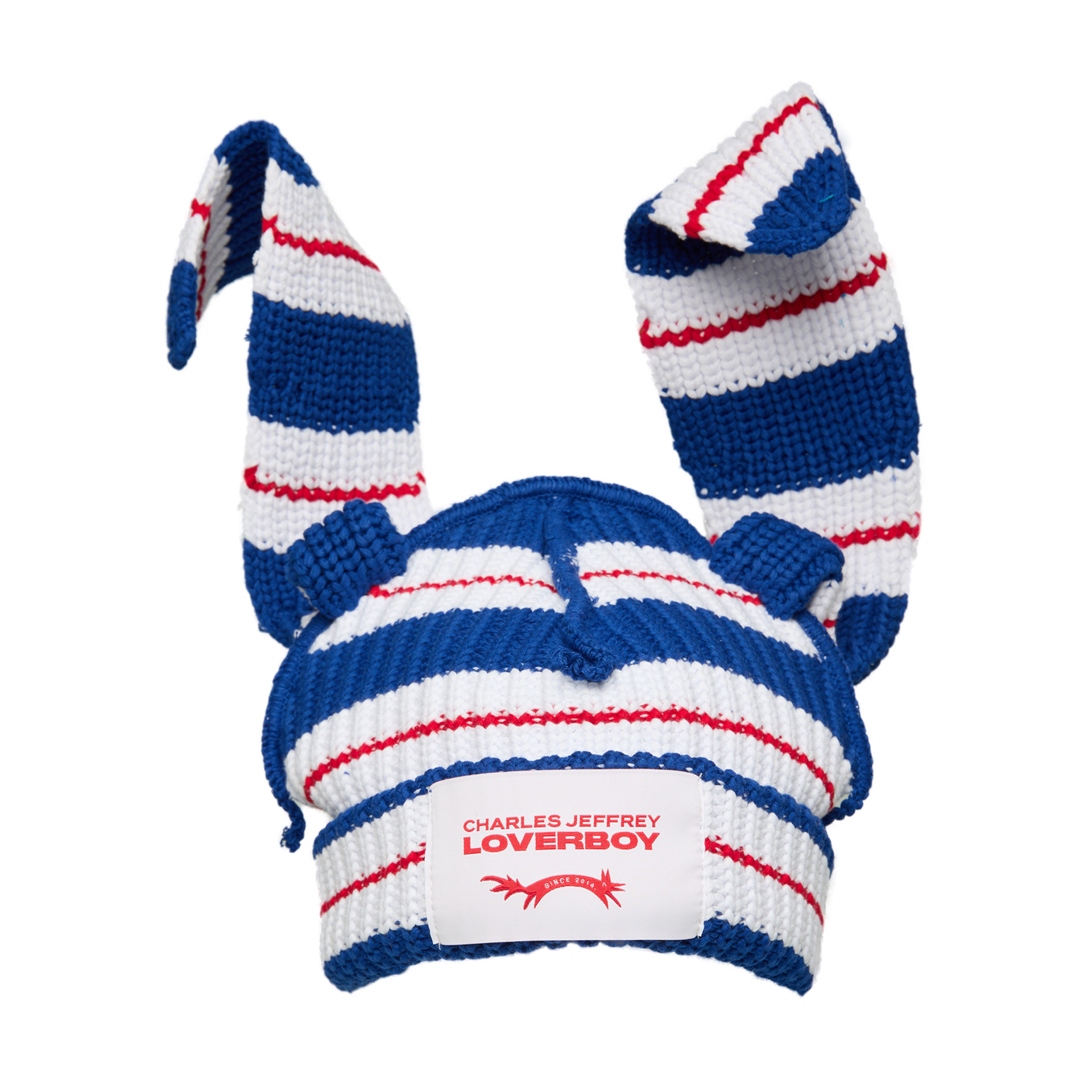 CHARLES JEFFREY LOVERBOY Knitted striped beanie