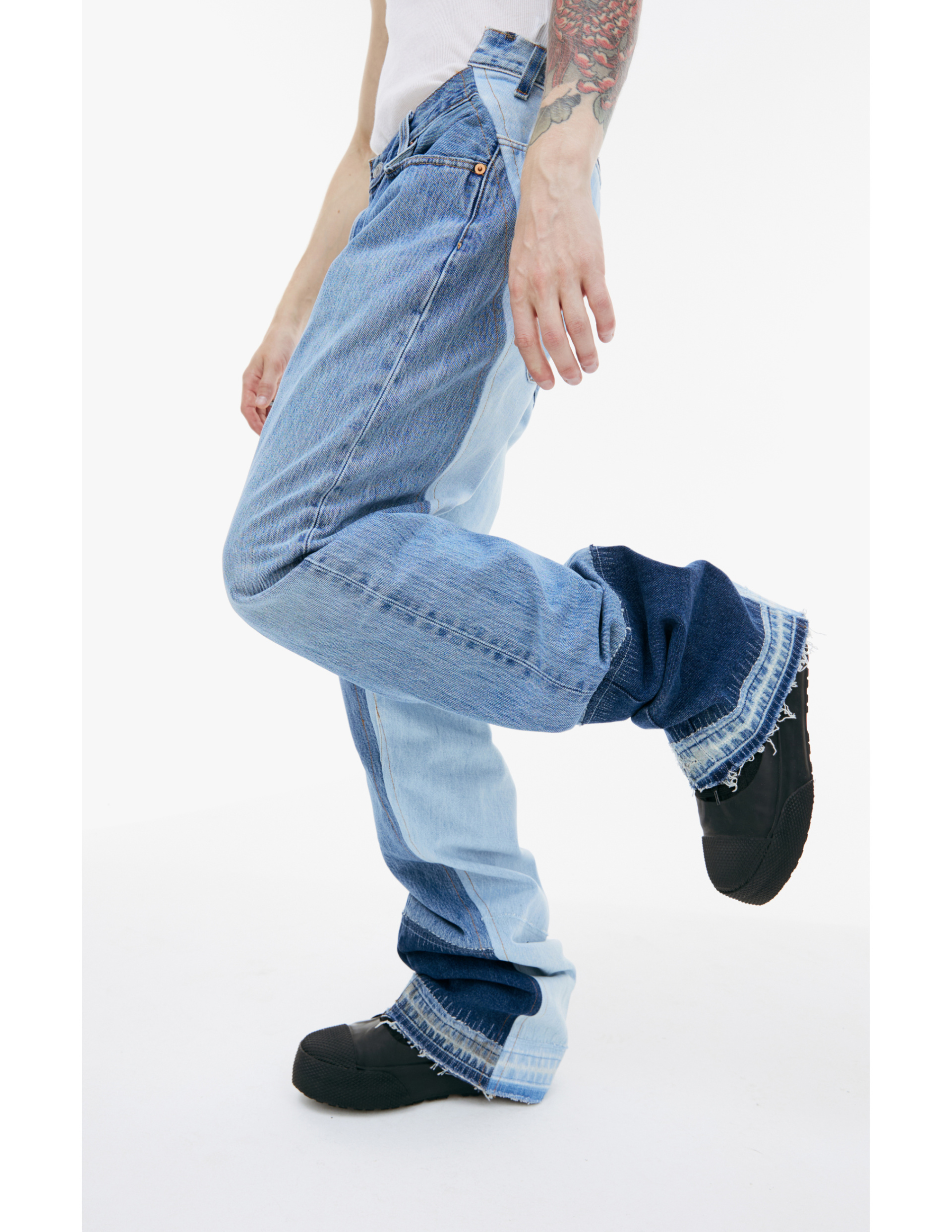 Satoshi Nakamoto Patchwork logo jeans