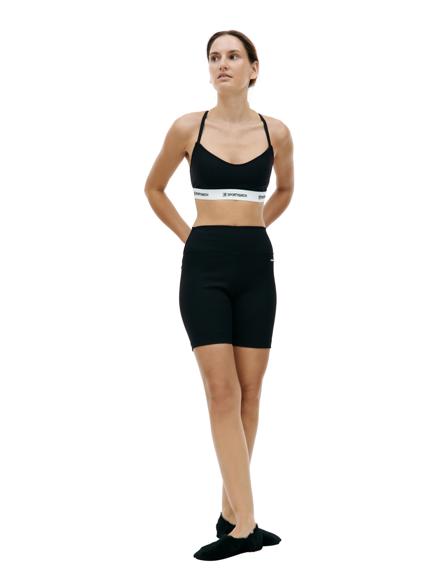 SPORTY & RICH Спортивный топ с логотипом на резинке