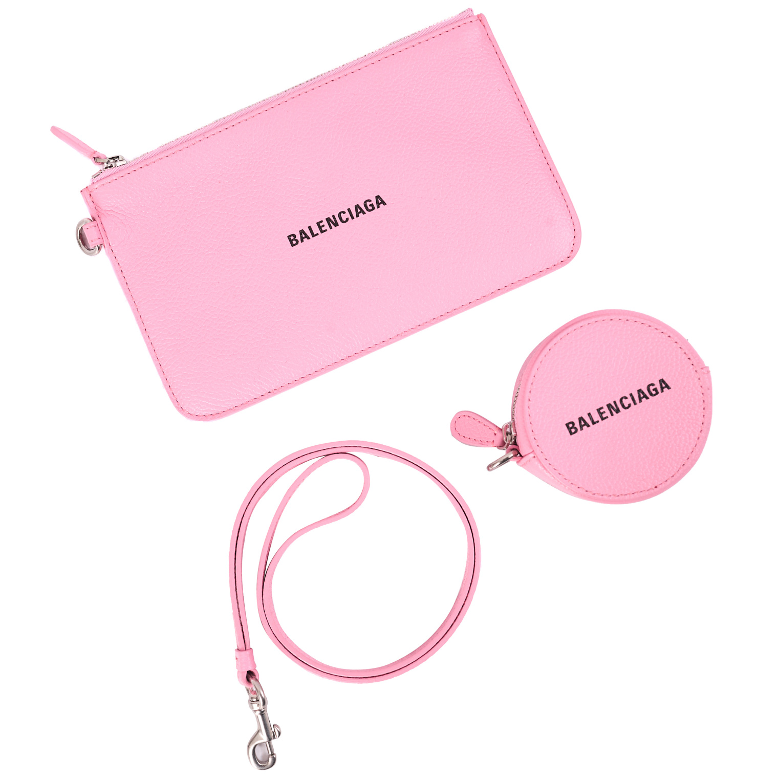 Balenciaga Cash Wallet in Pink Grained Leather